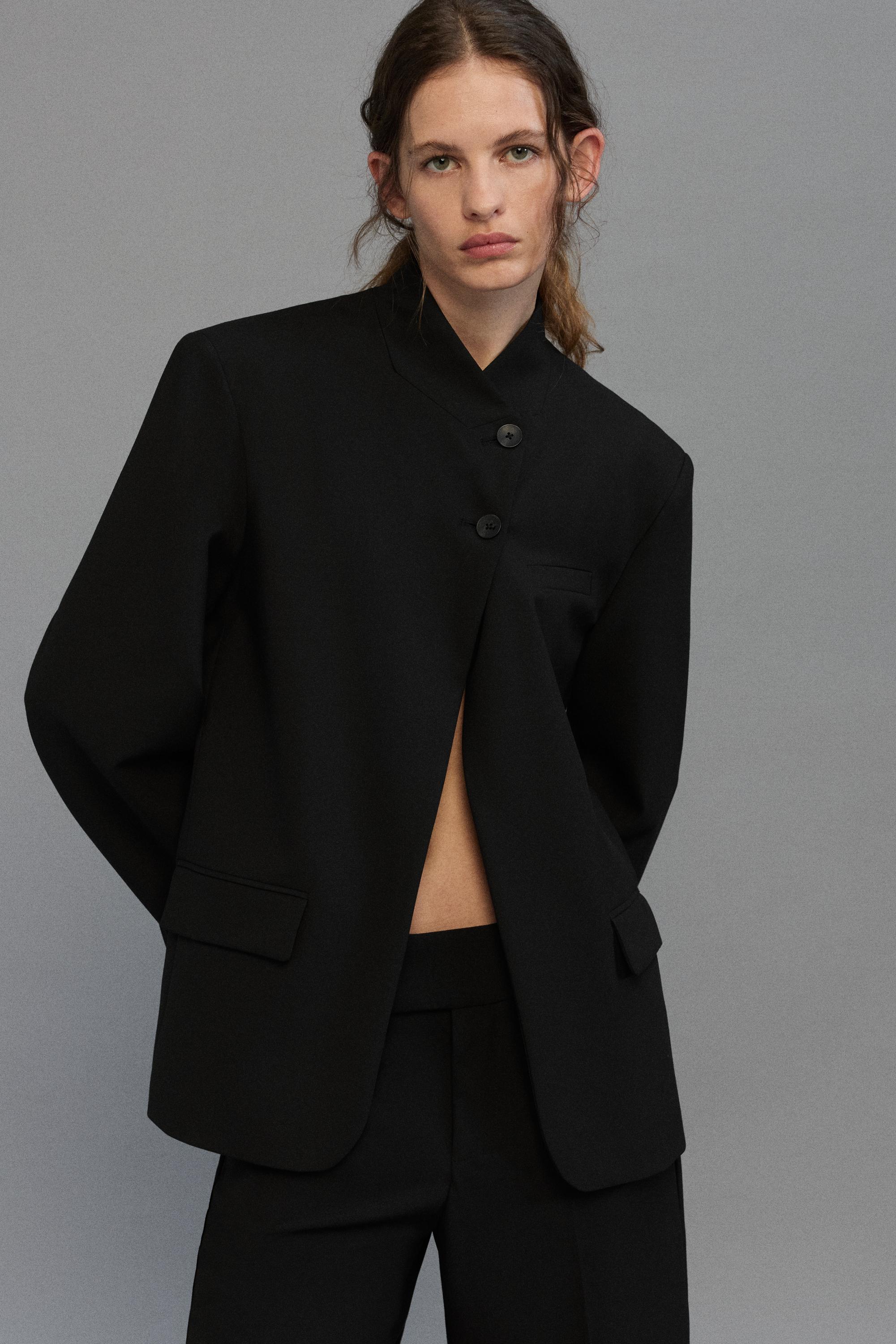 Black double-breasted blazer — Black