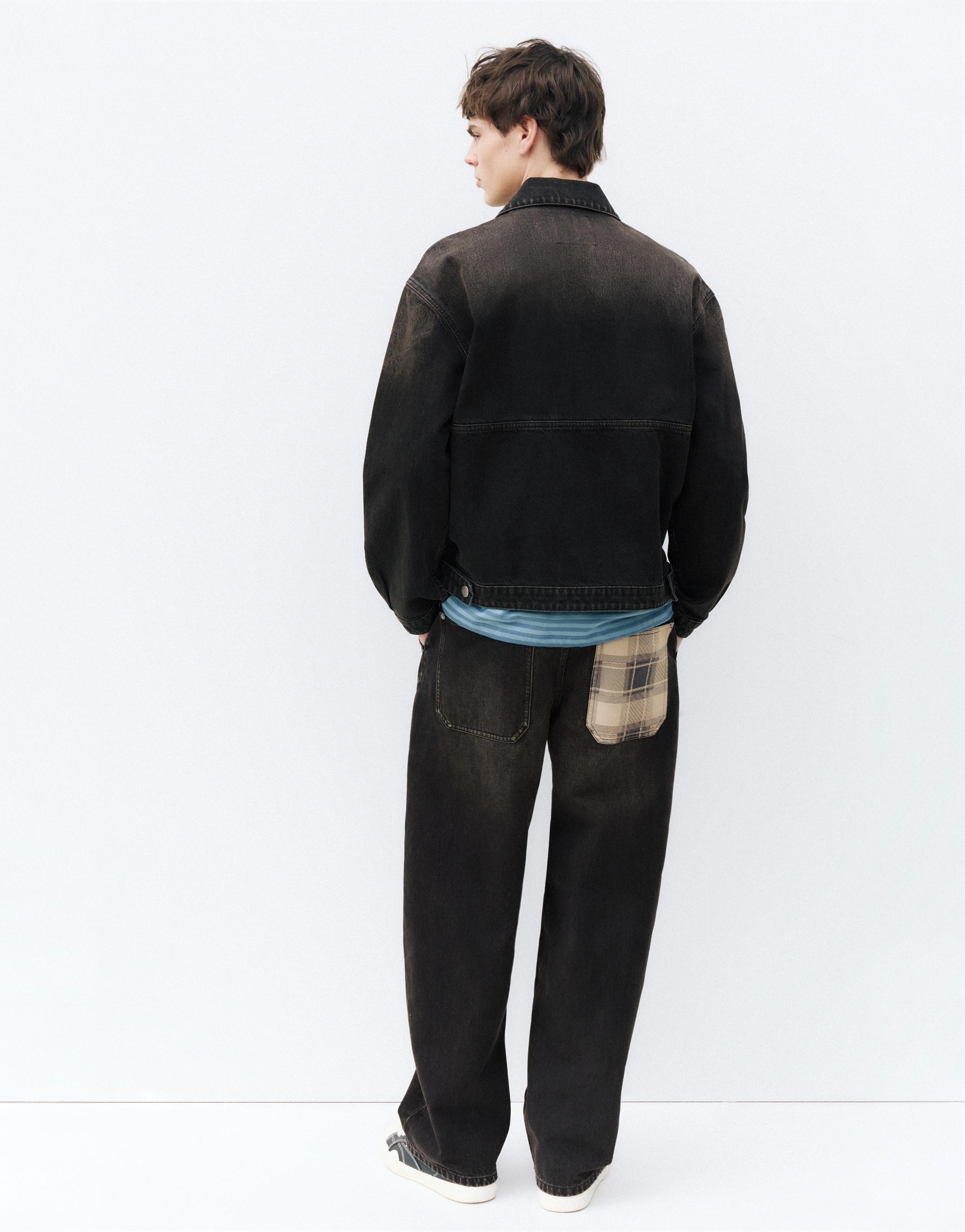 Denim jacket with pockets — Faded black