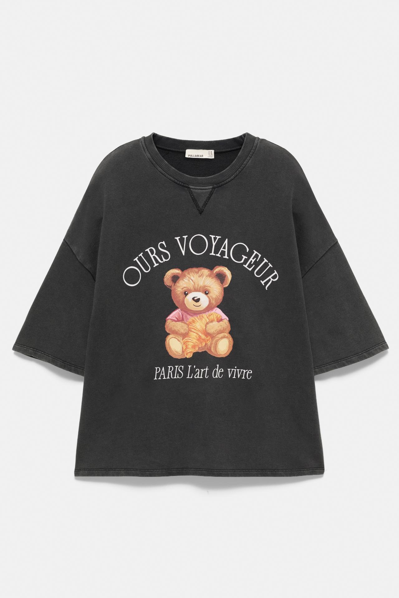 Short sleeve bear sweatshirt — Dark grey