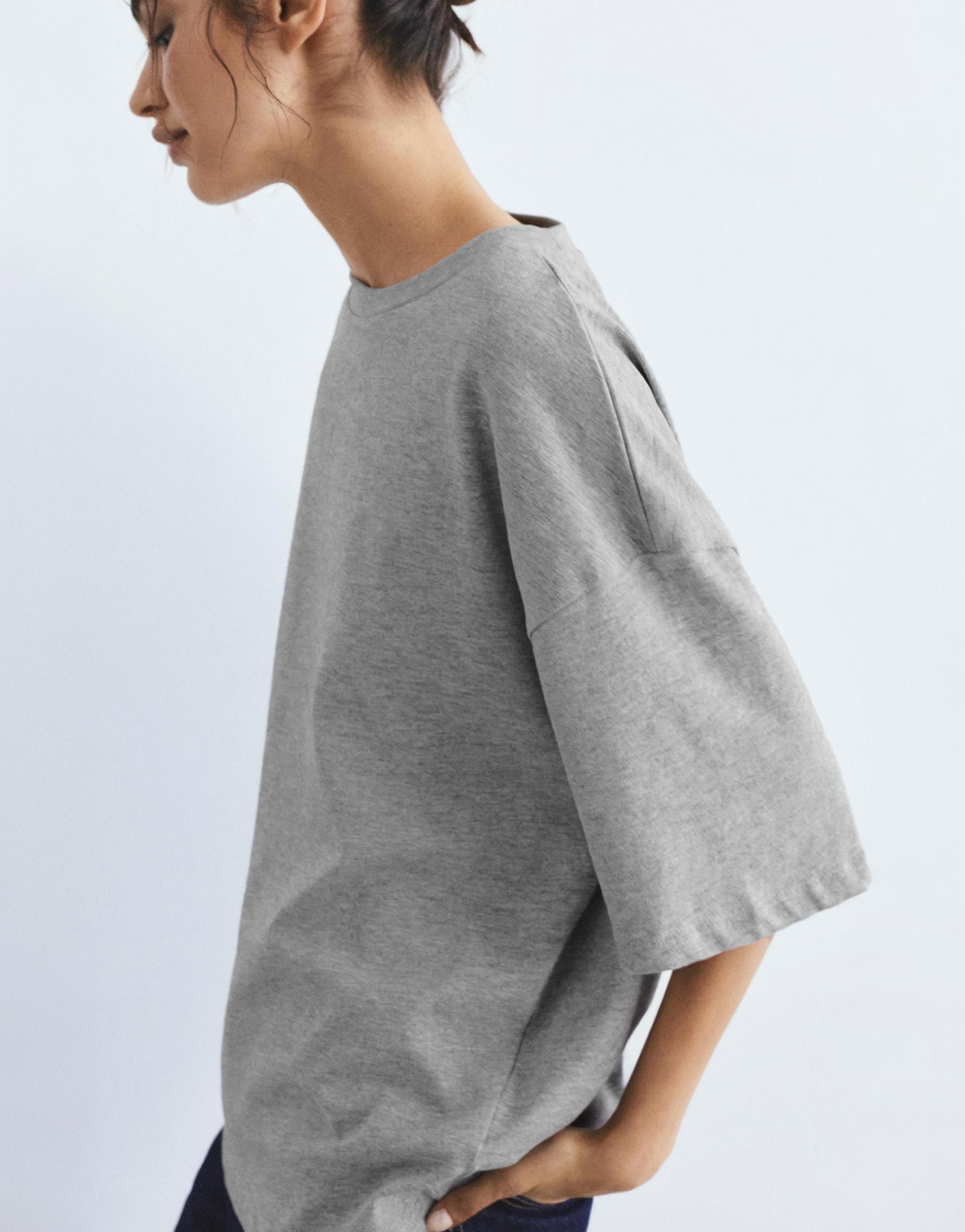 Oversize short sleeve T-shirt — Grey marl