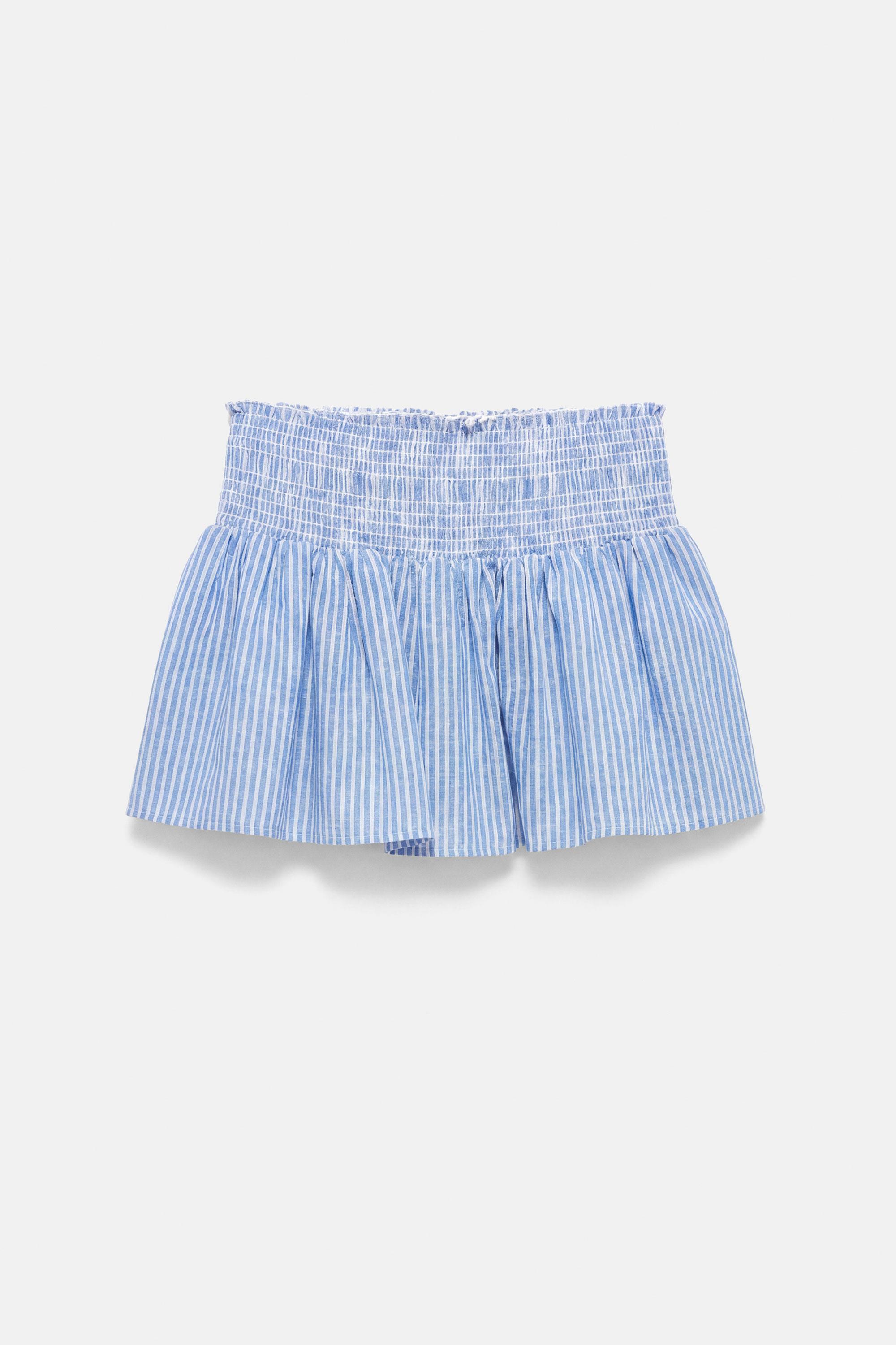 Striped linen blend mini skirt