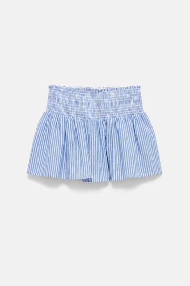 Striped linen blend mini skirt — Blue 6