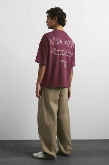 Short sleeve sweatshirt with roses — Wine 2
