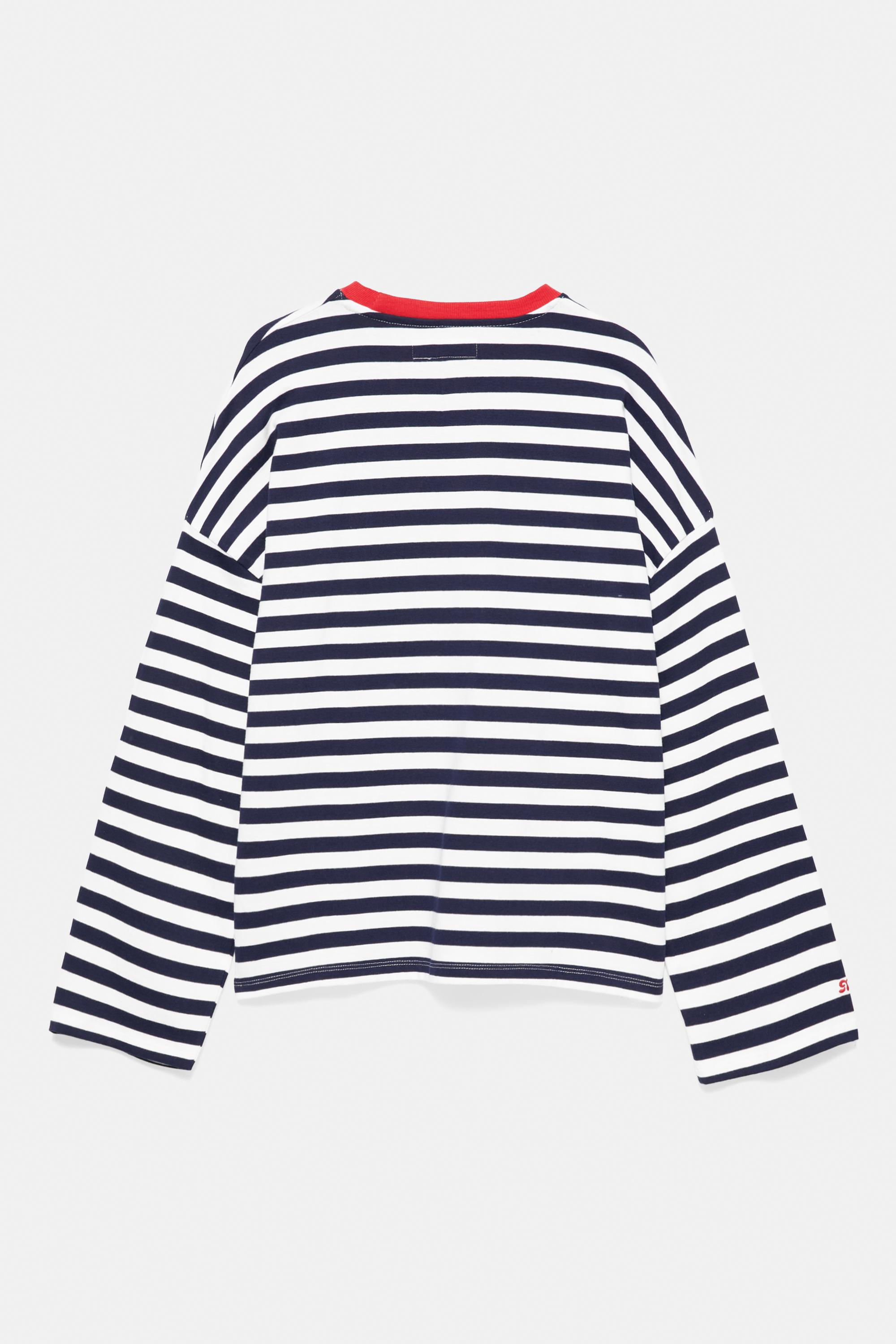 Pull&Bear Çizgili yazılı oversize tişört görsel 2