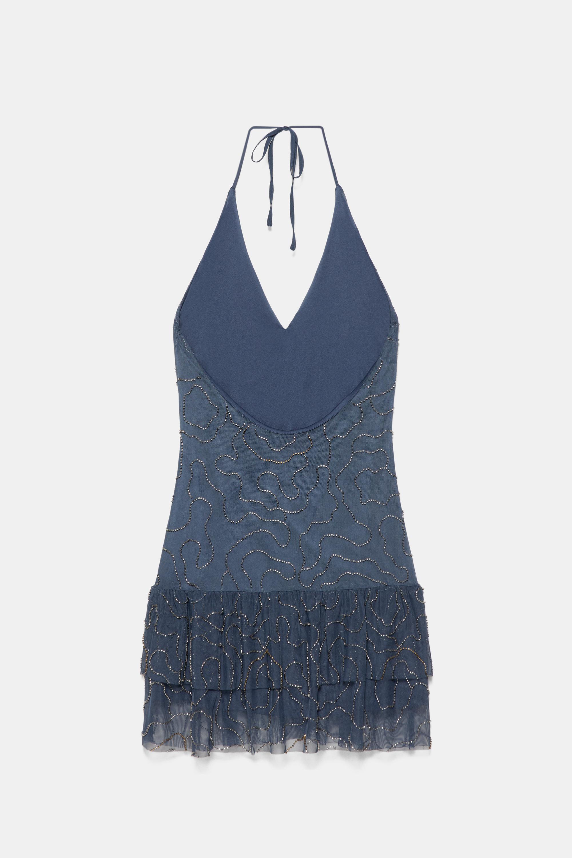 Short halter beaded dress — Ocean