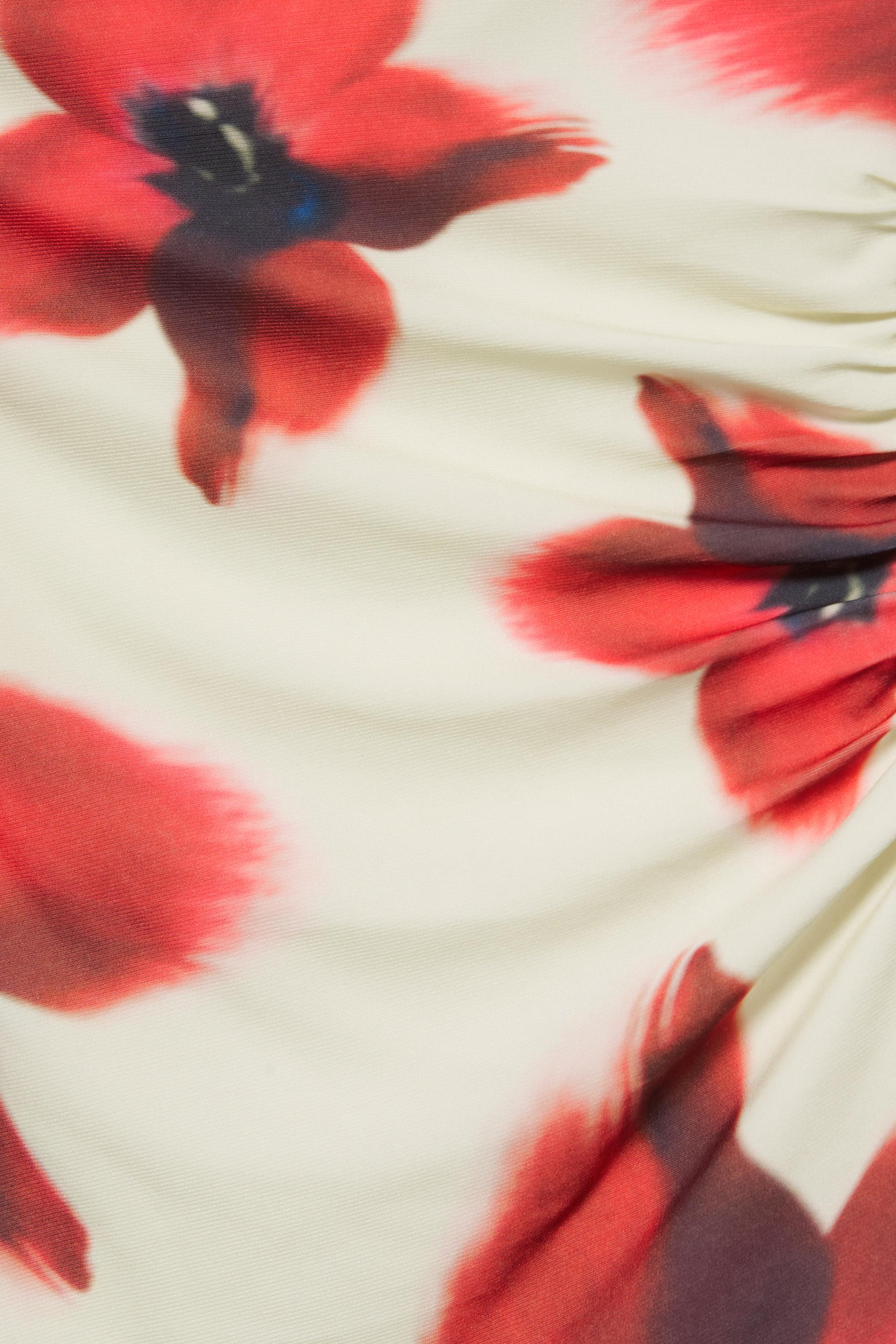 Floral bandeau top — Ecru/Red