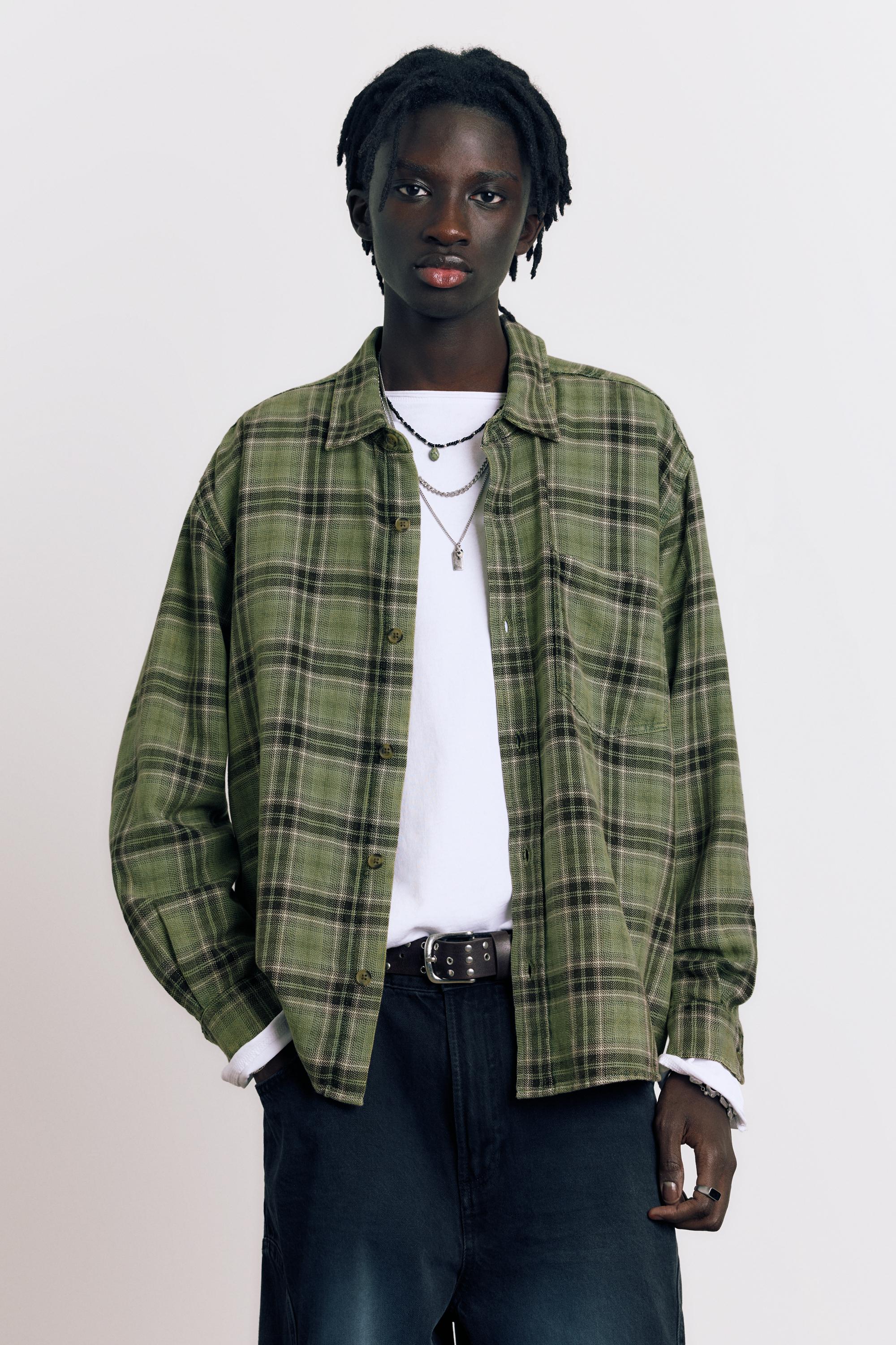 Uzun kollu kareli gömlek - Görsel 17