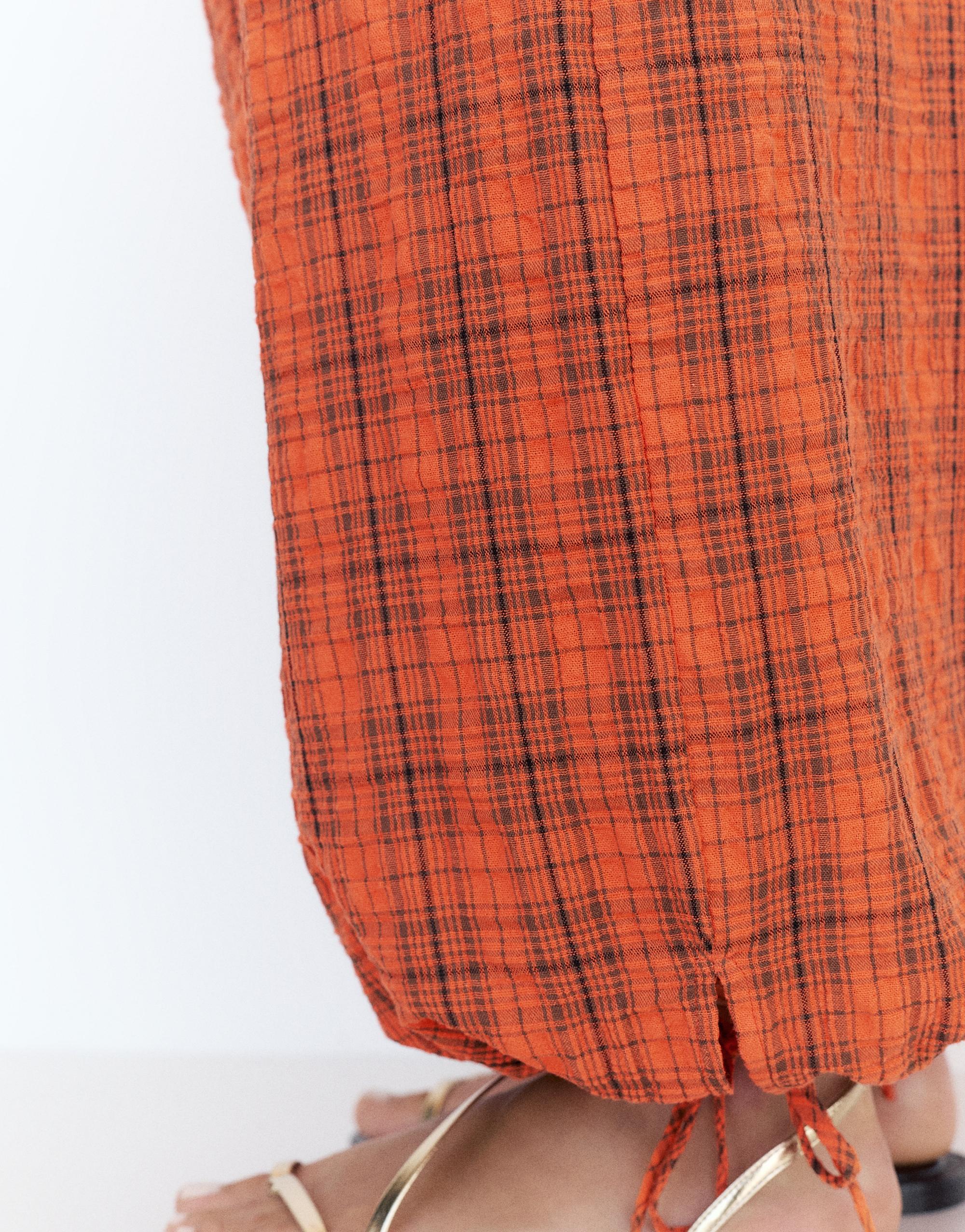 Check sarouel trousers — Red