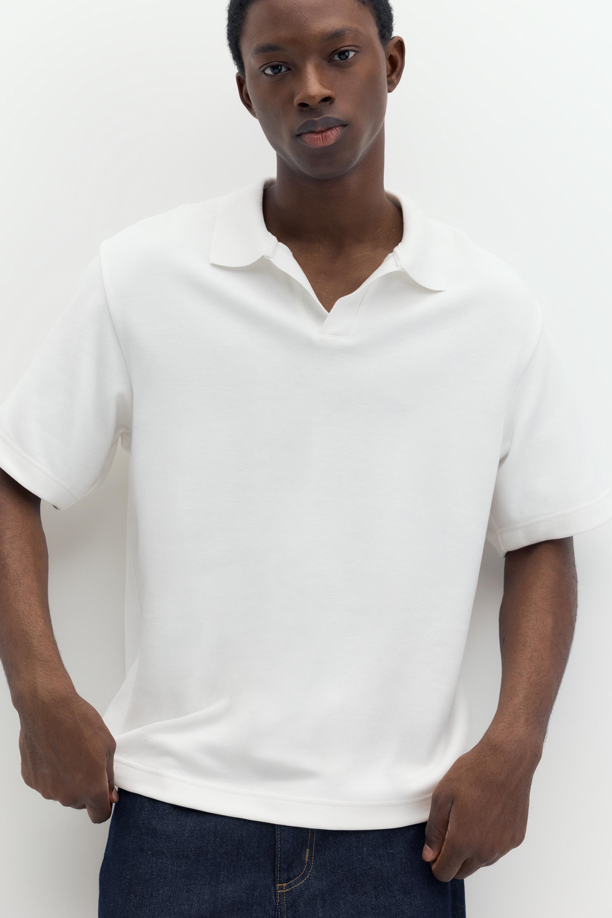 Short sleeve interlock polo shirt — Off white