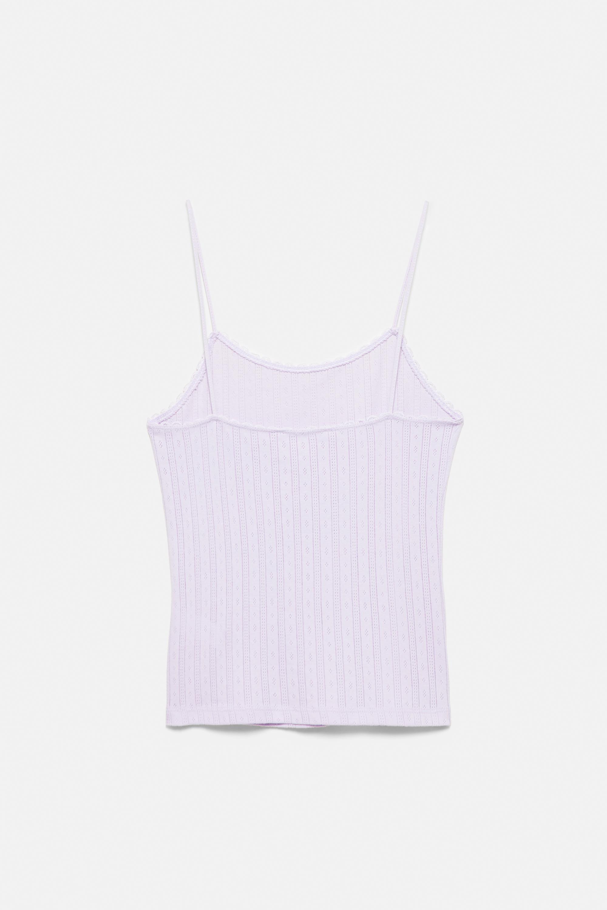 Strappy pointelle knit top — Lilac