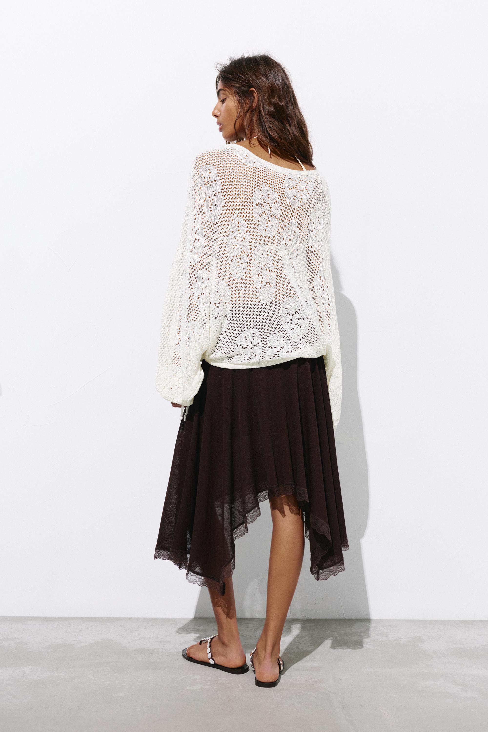 Cutwork knit jumper — Ecru