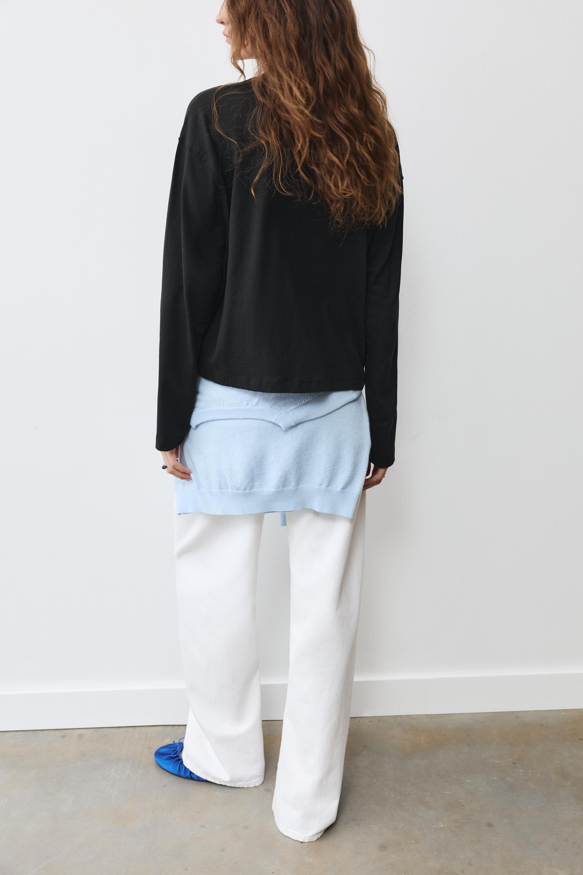 Boxy-fit long sleeve T-shirt — Black