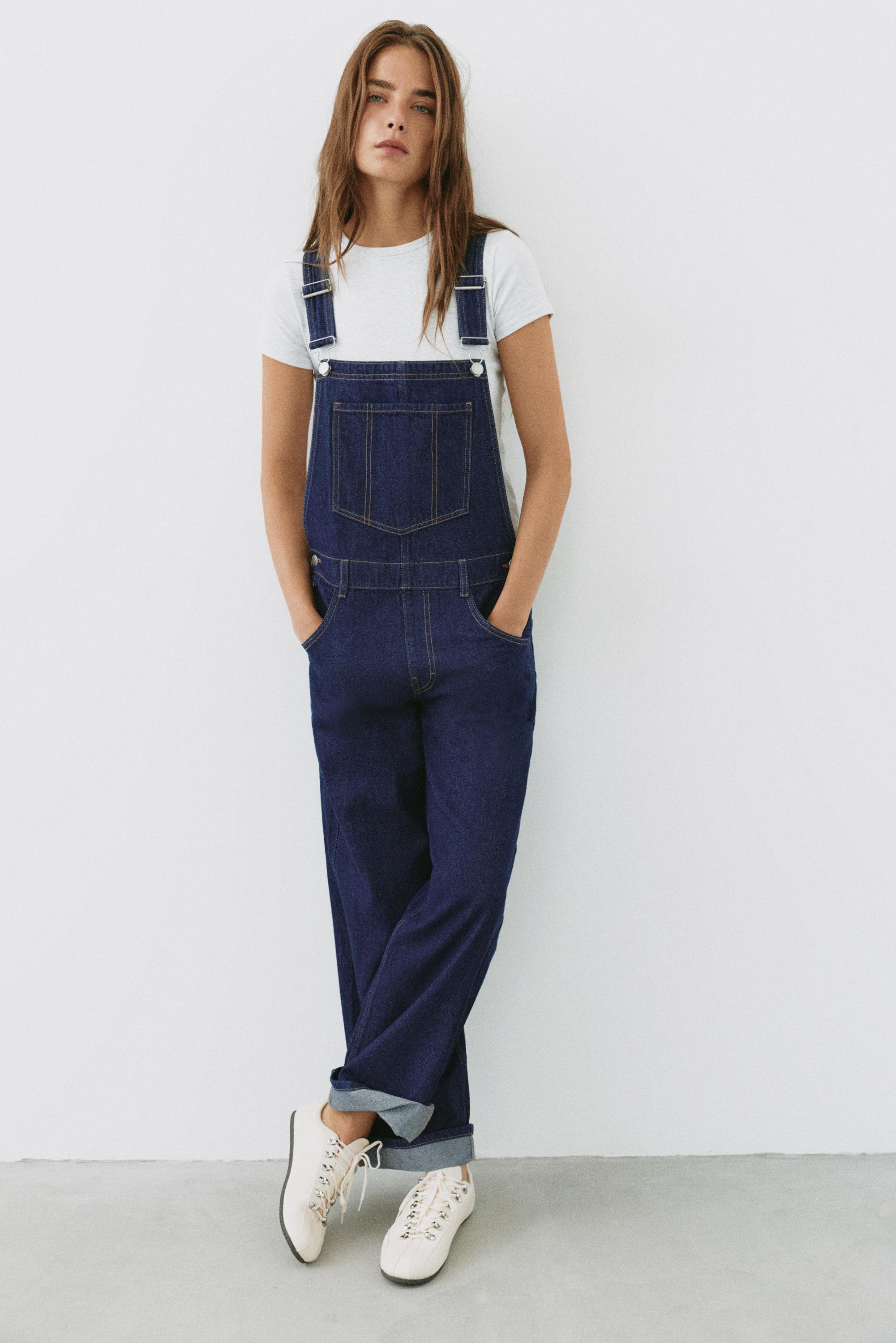 Long denim dungarees — Ink blue