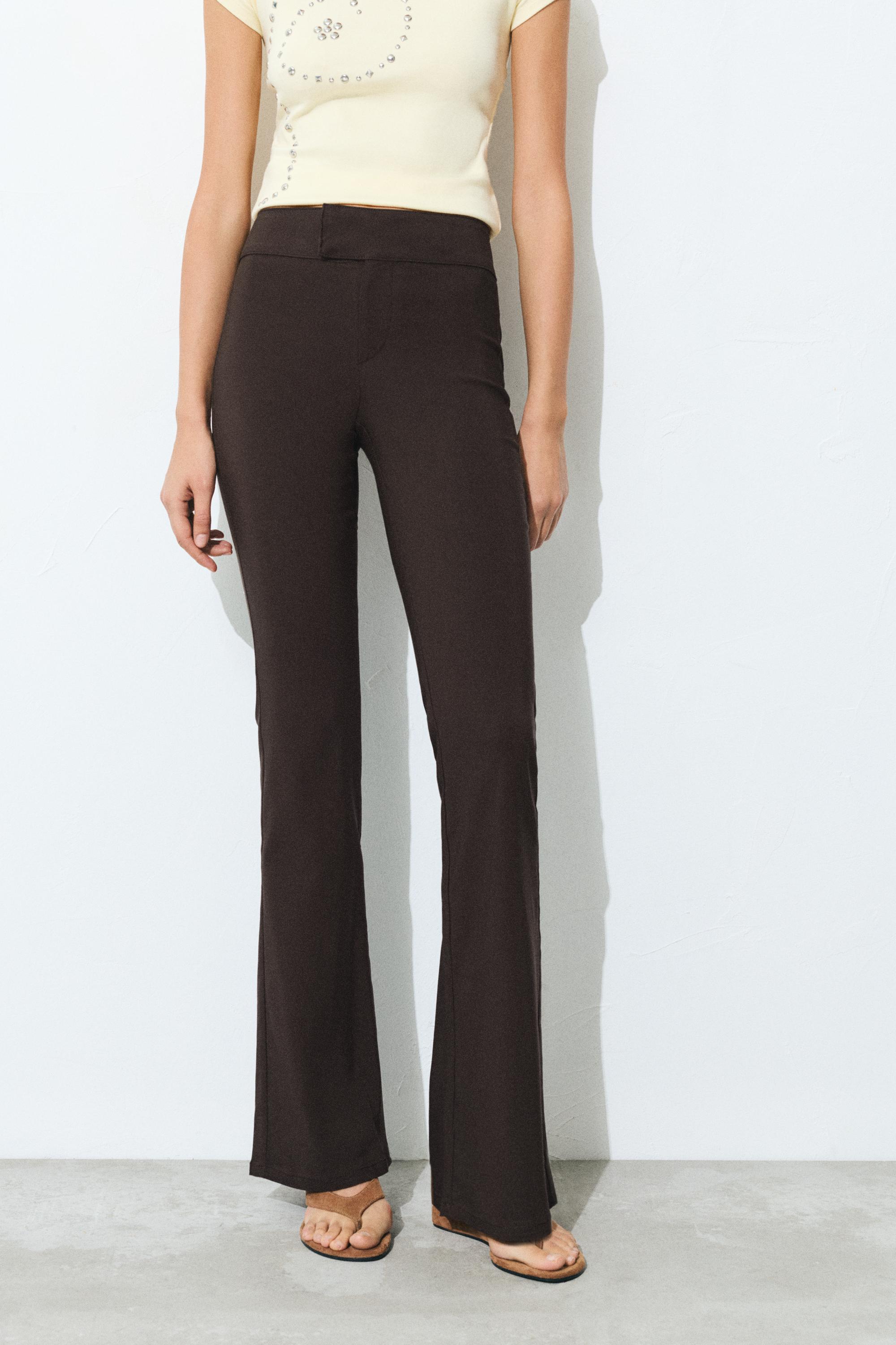 Mid-waist bootcut trousers — Brown