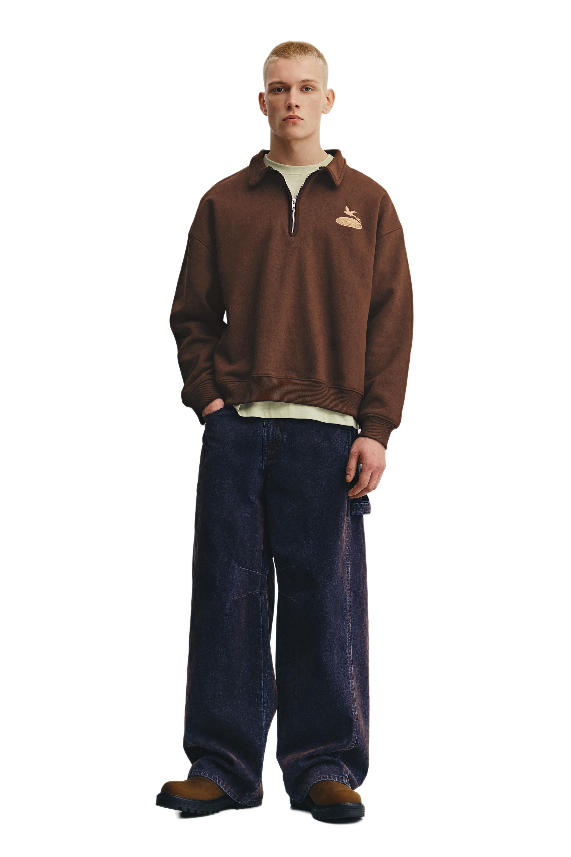 Grafik baskılı polo yaka sweatshirt - Görsel 14