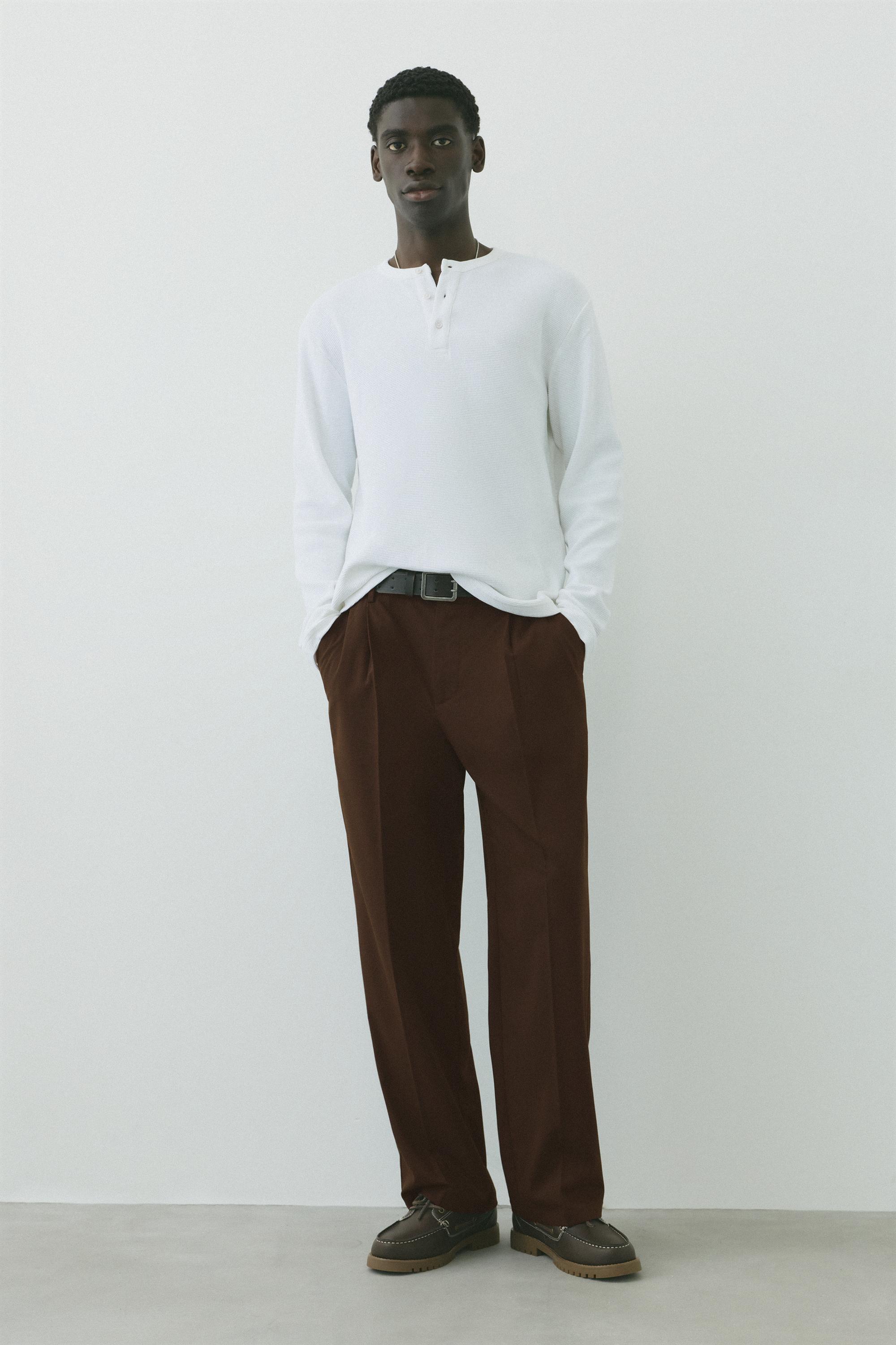 Wide-leg tailored trousers — Chocolate