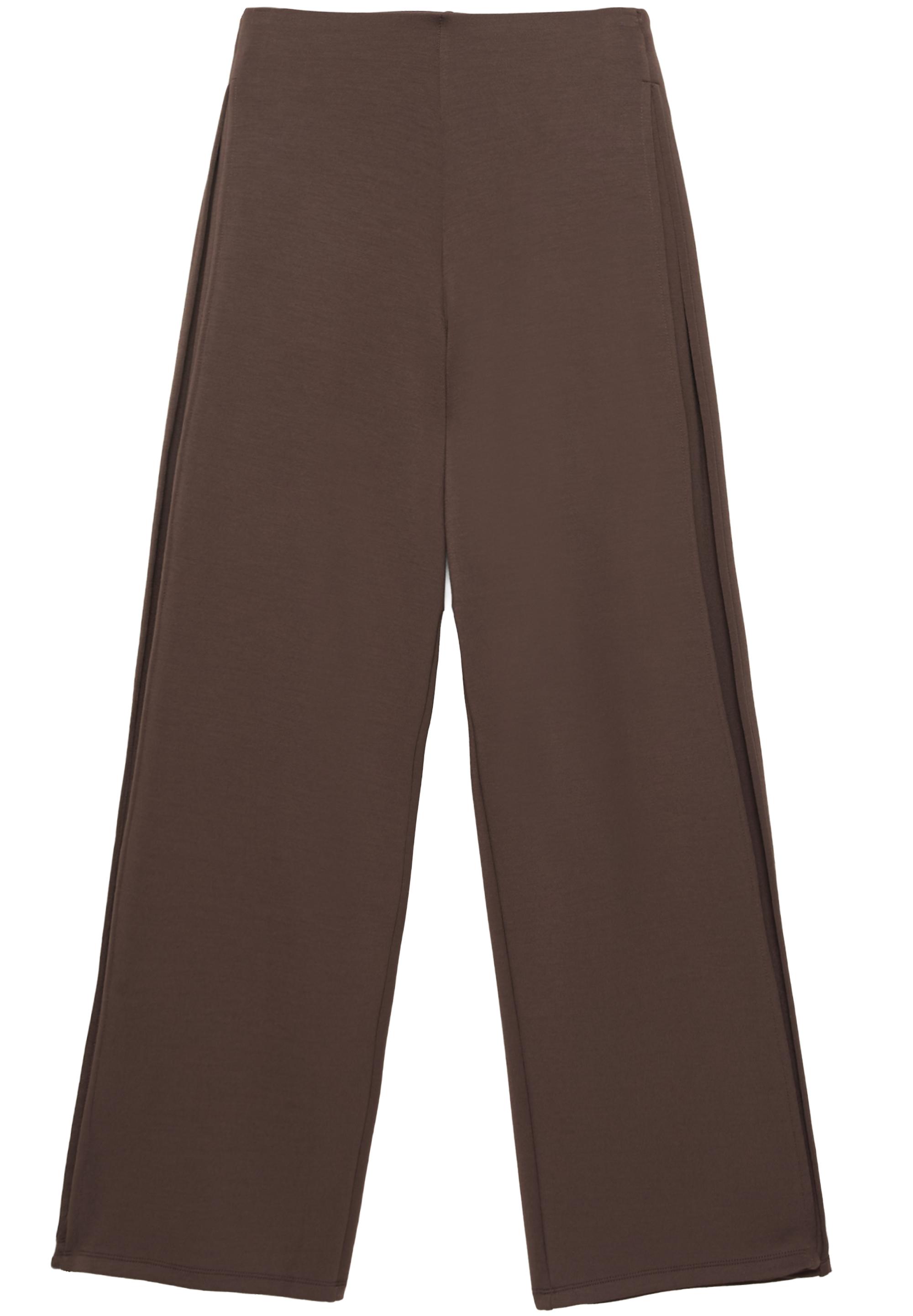 Straight-leg trousers with modal and pleat detail — Brown