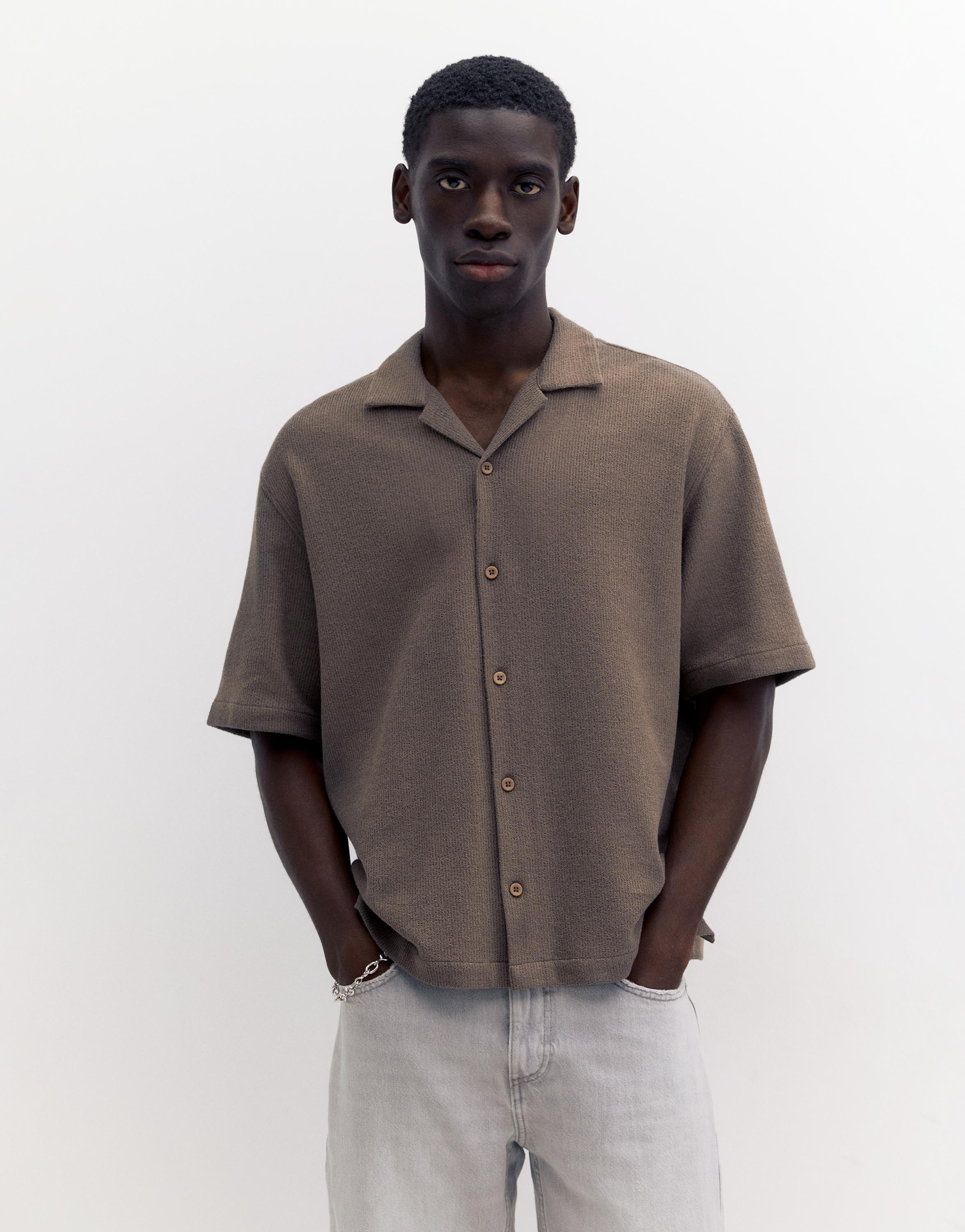 Terrycloth short sleeve shirt — Mole brown