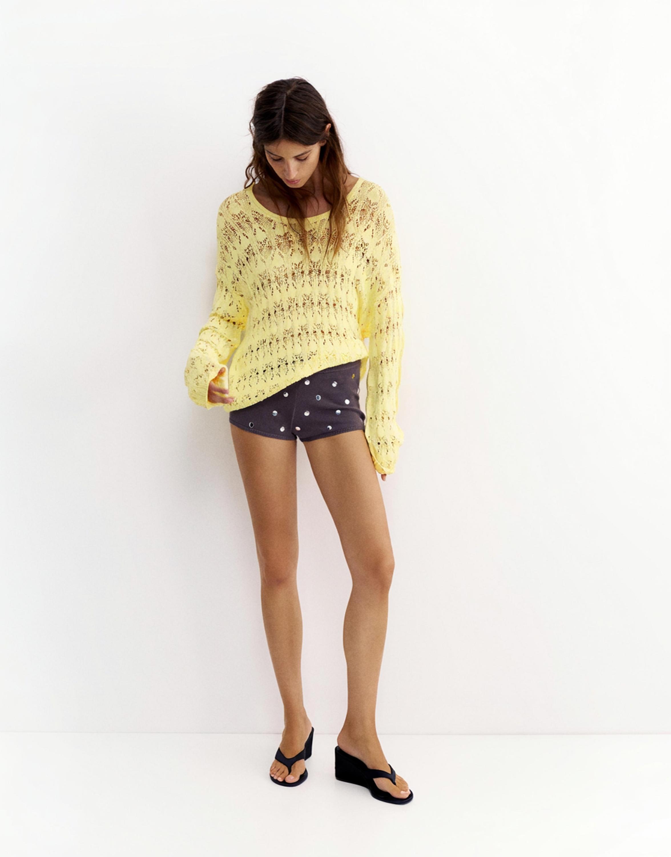 Yellow cutwork jumper — Yellow