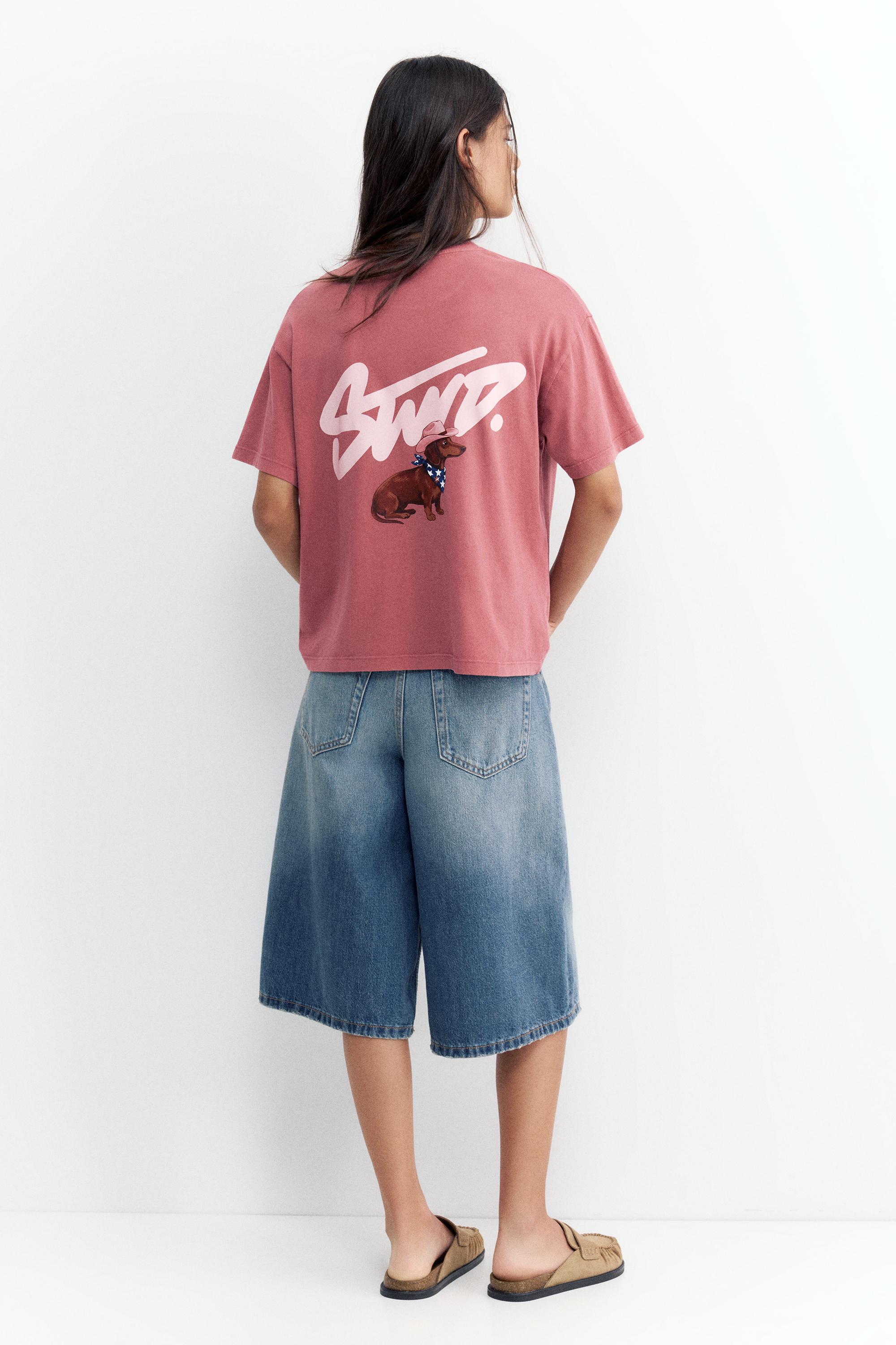 STWD dog graphic T-shirt — Dark pink