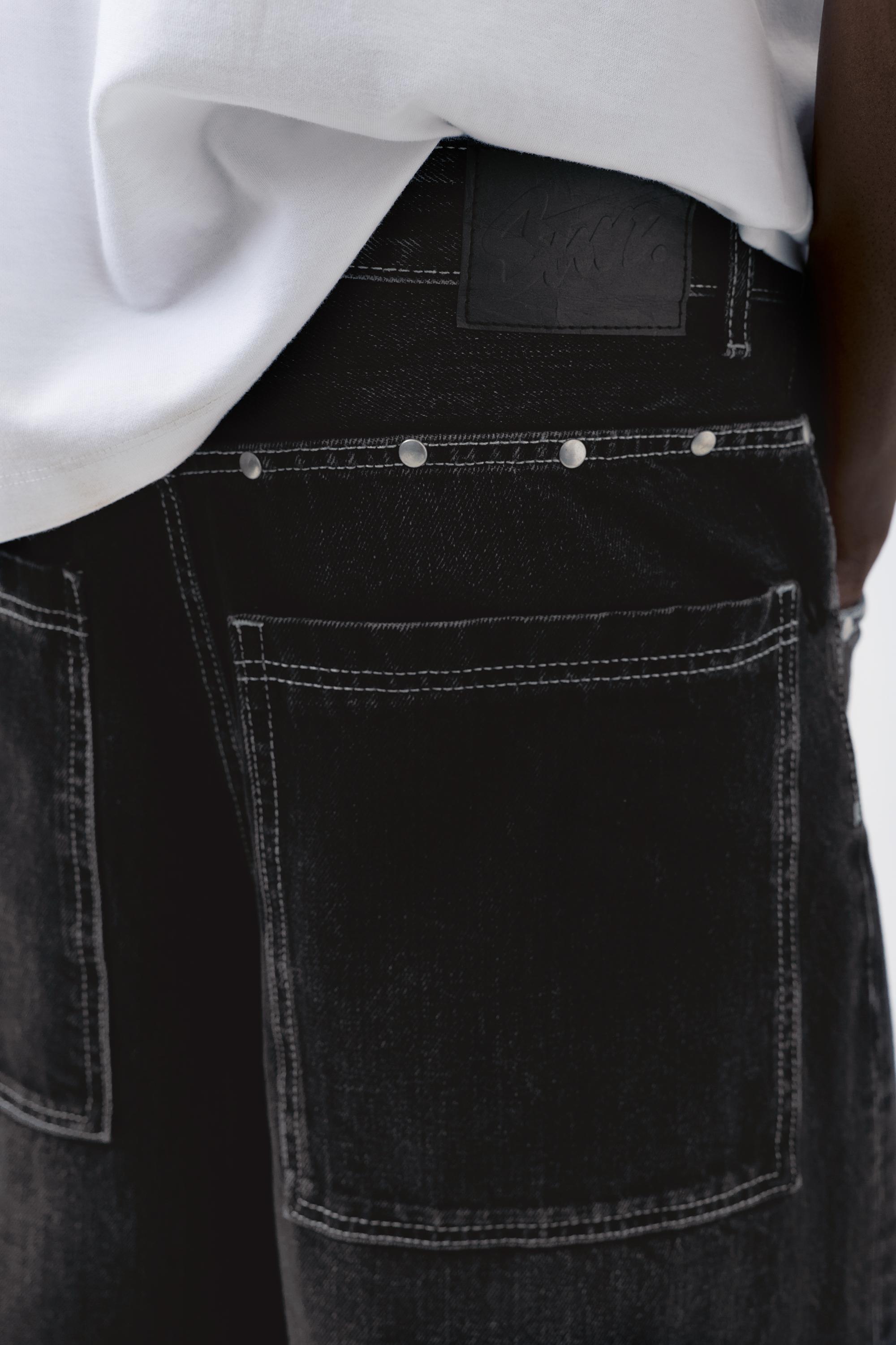 STWD studded jorts — Faded black