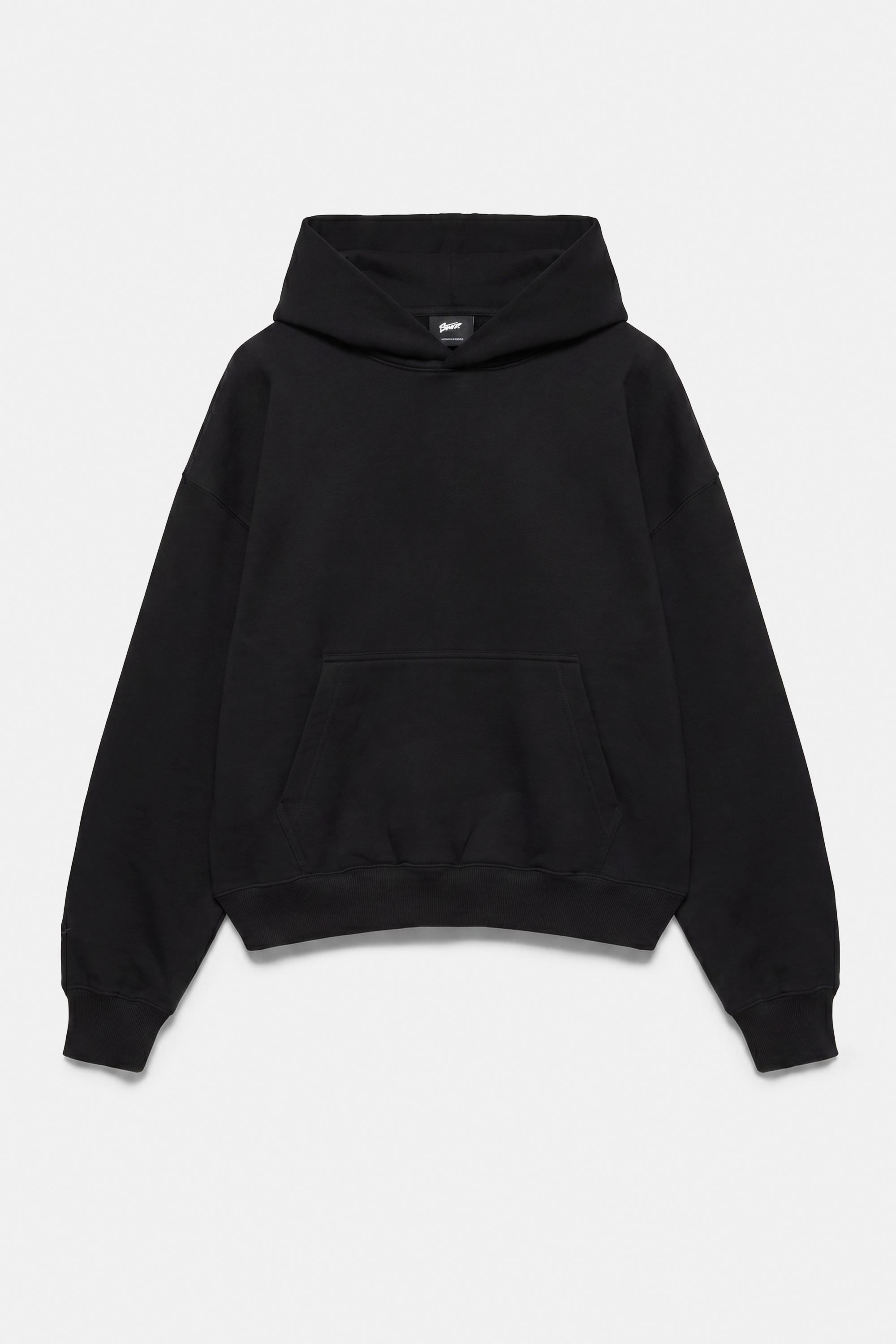 STWD boxy-fit logo hoodie — Black