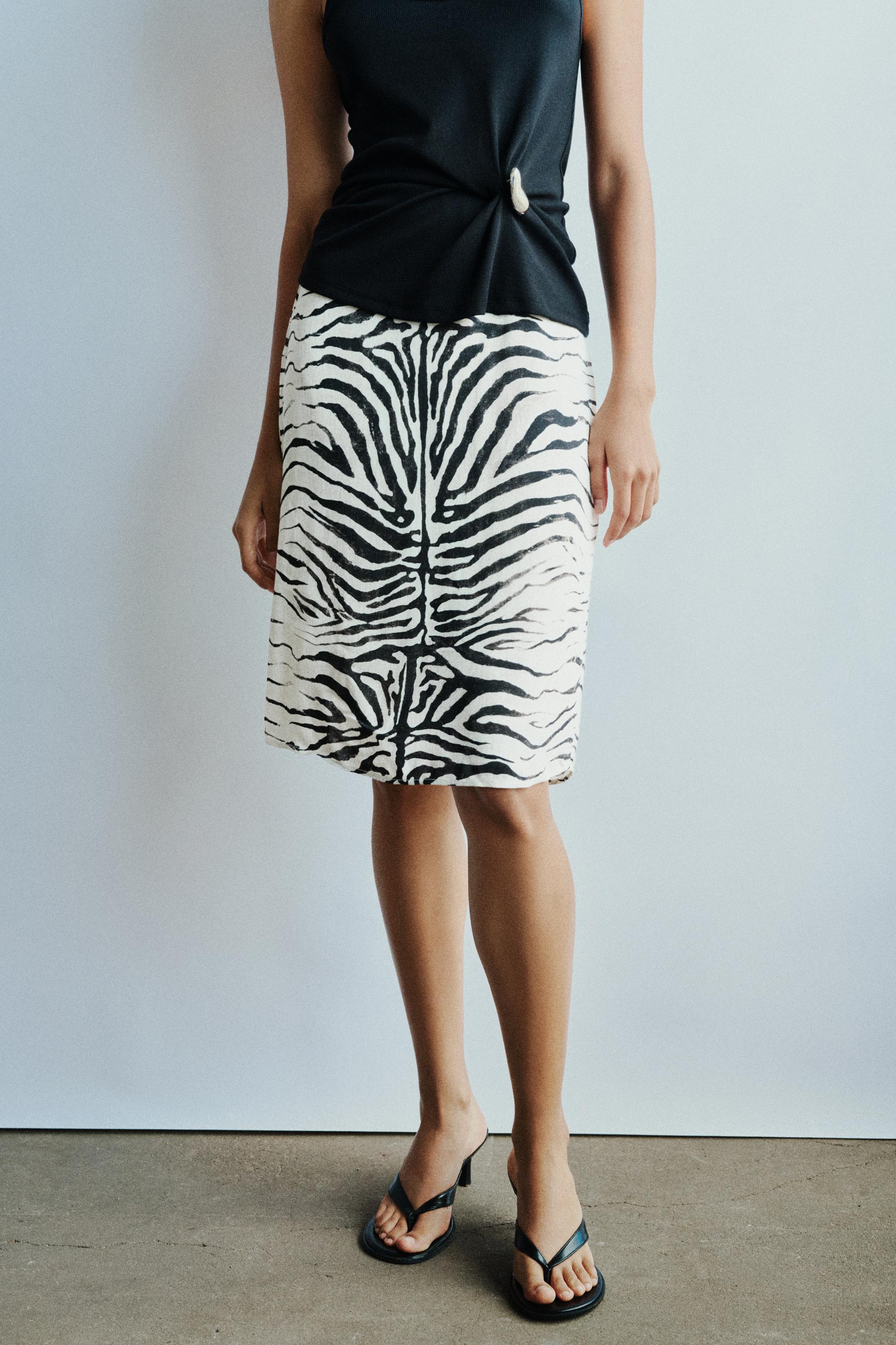 Zebra print midi skirt — Ice