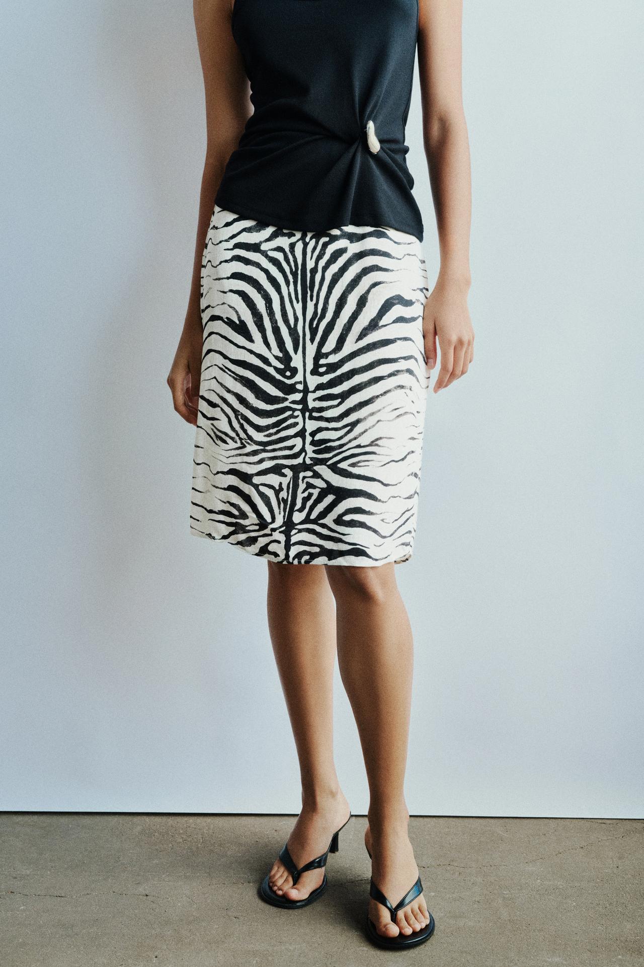 Zebra print midi skirt — Ice