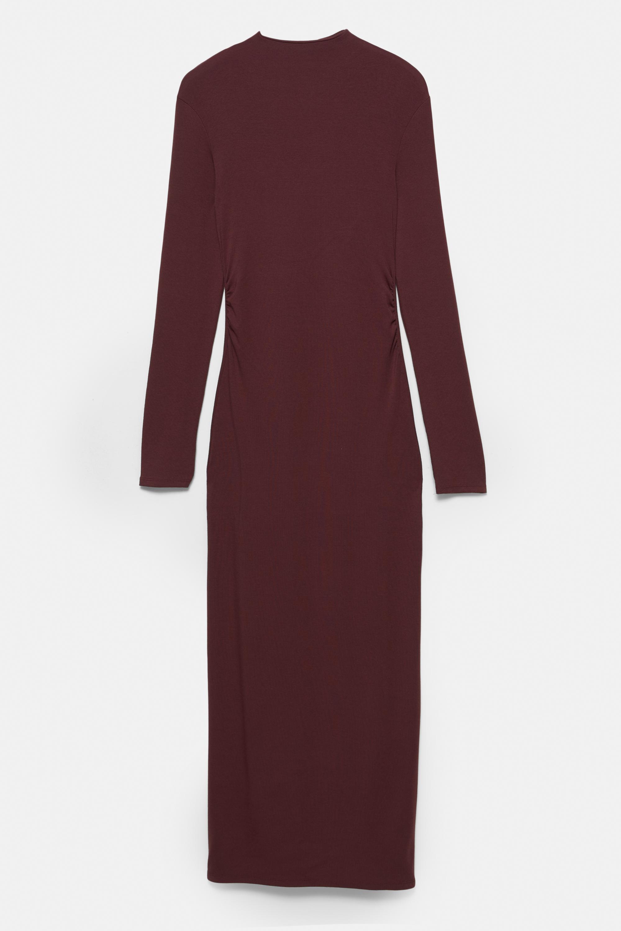 Mock neck midi dress — Burgundy