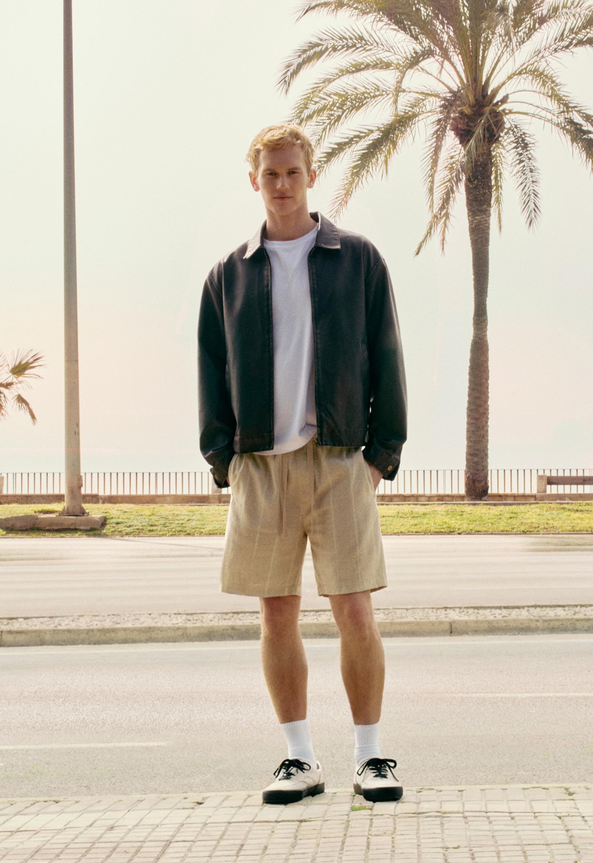 Ketenli jogger bermuda şort - Görsel 18