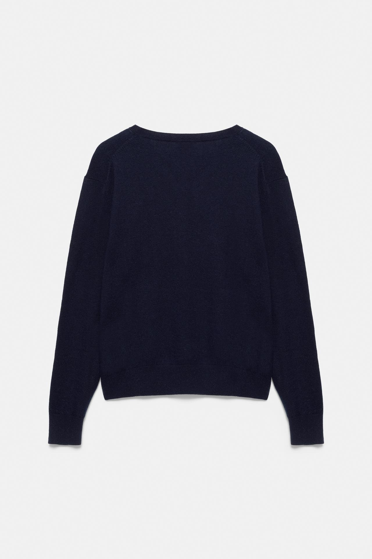 100% wool v-neck jumper — Navy