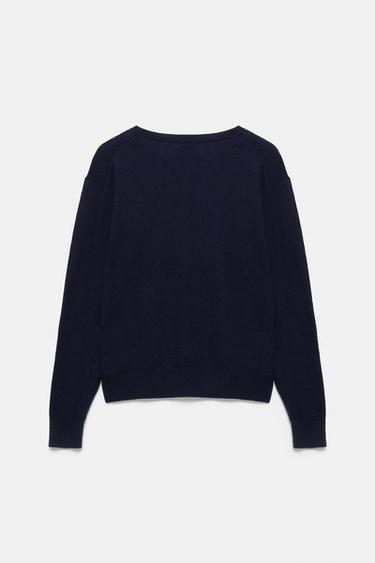 100% wool v-neck jumper — Navy 6