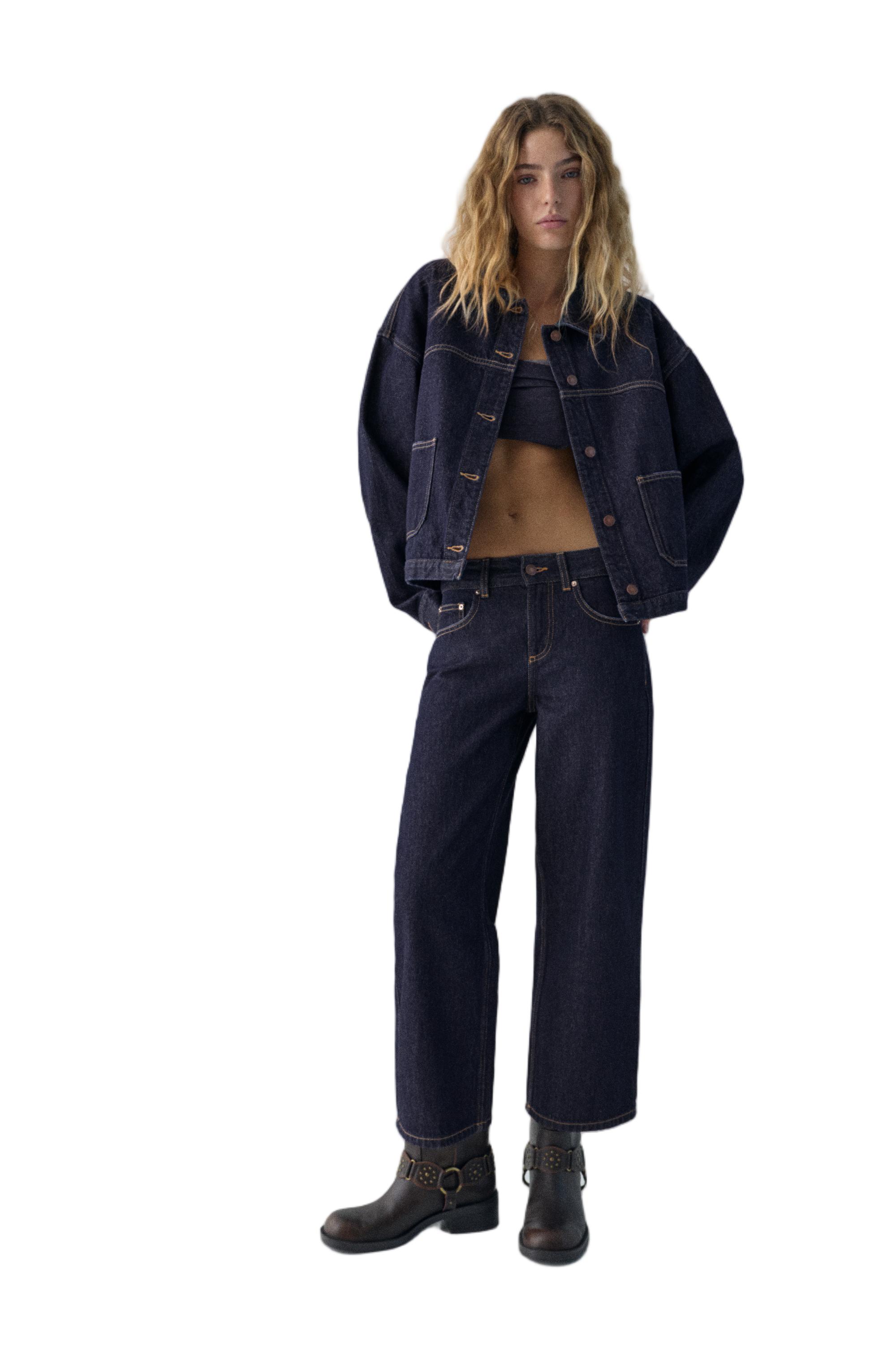 Boxy kesim denim ince ceket - Görsel 33