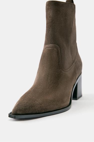 Leather heeled ankle boots — Brown 6