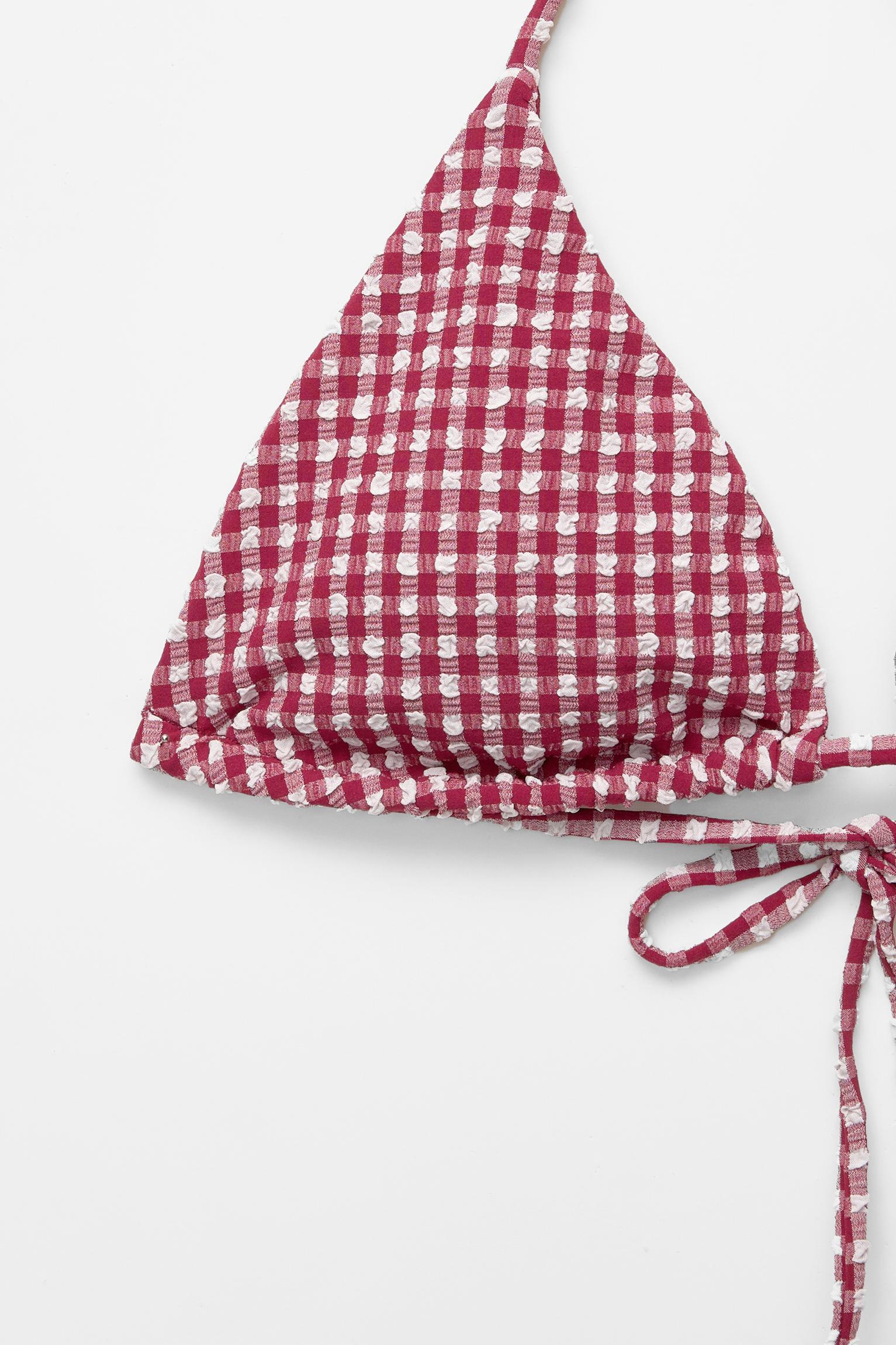 Gingham bikini top — Maroon