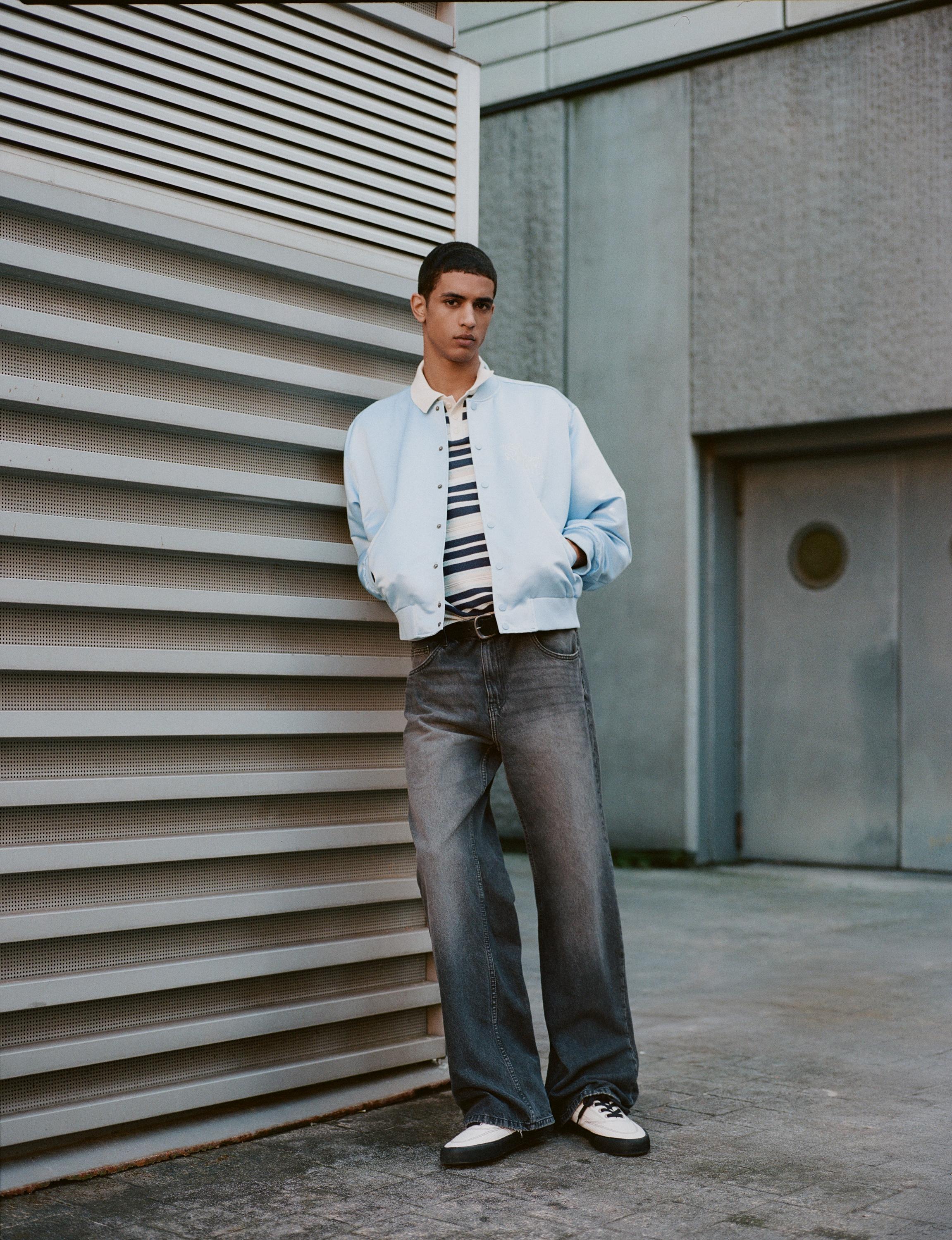 Satin bomber jacket — Pastel blue