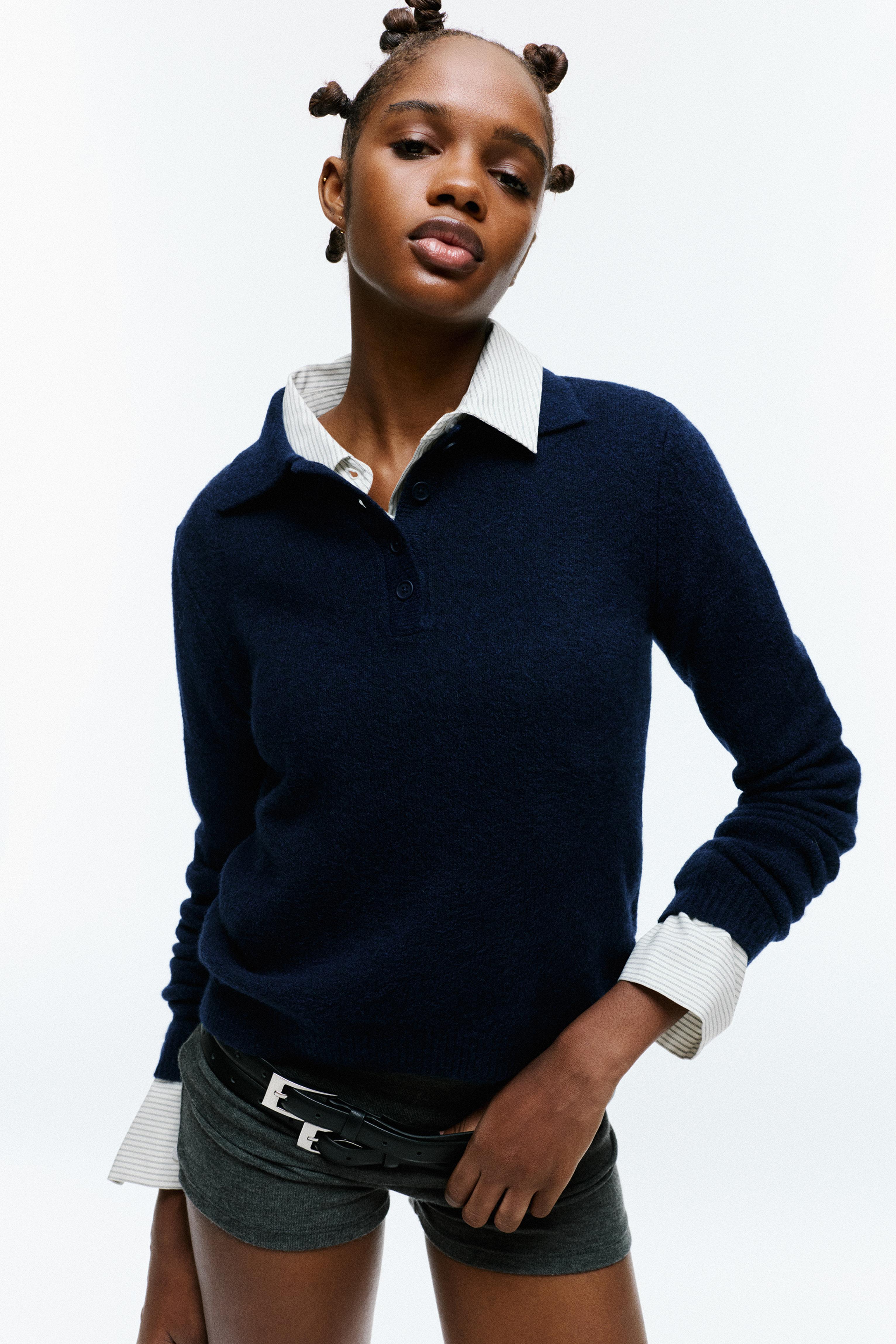 Soft knit polo sweater - Pull&Bear Egypt