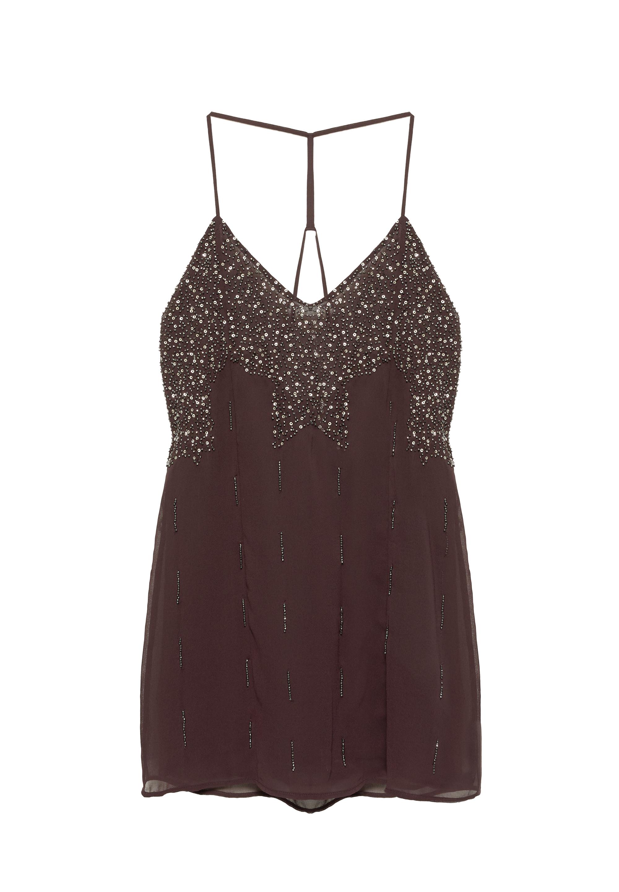 Sequin strappy dress — Wine