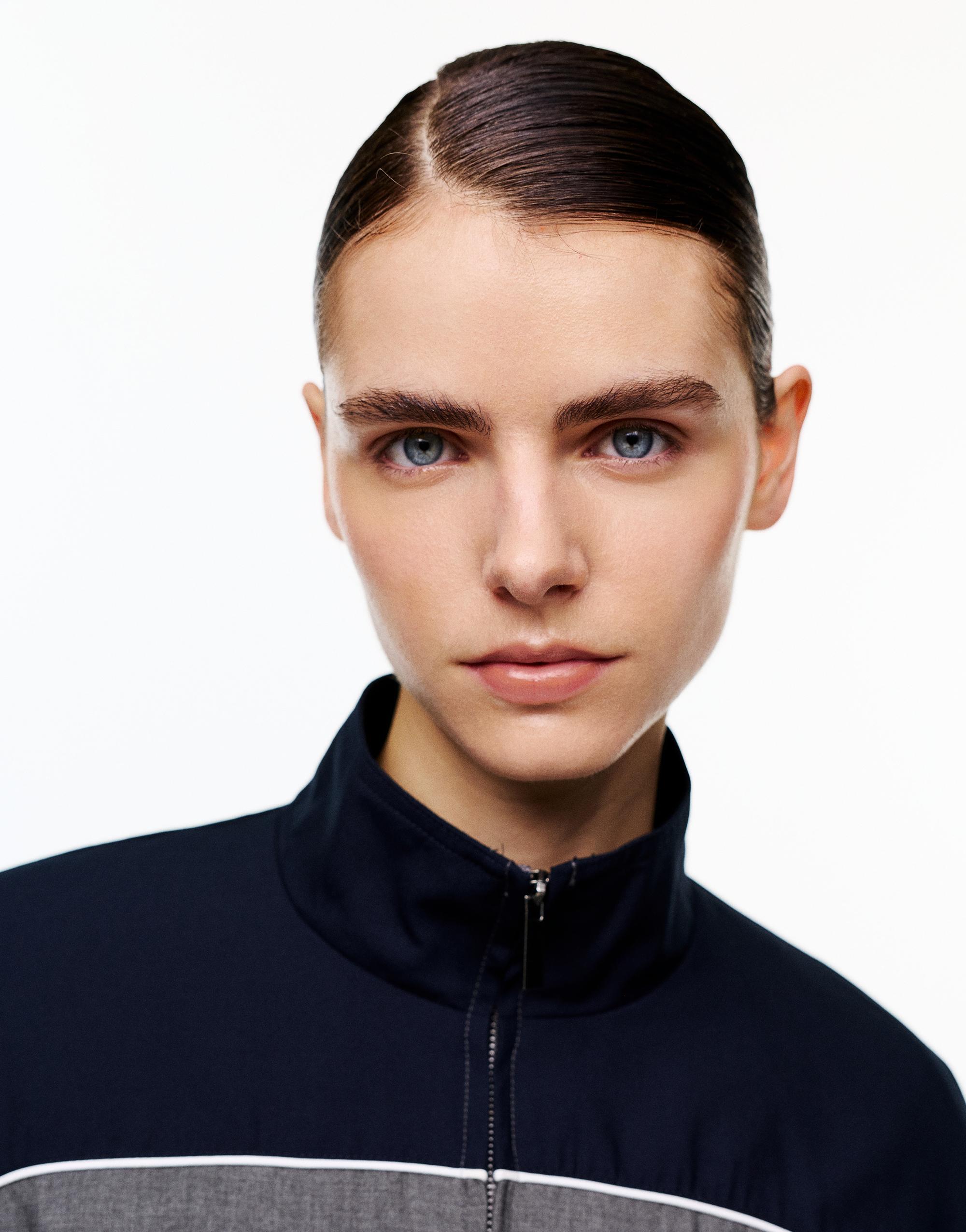Contrast panel jacket — Pale grey