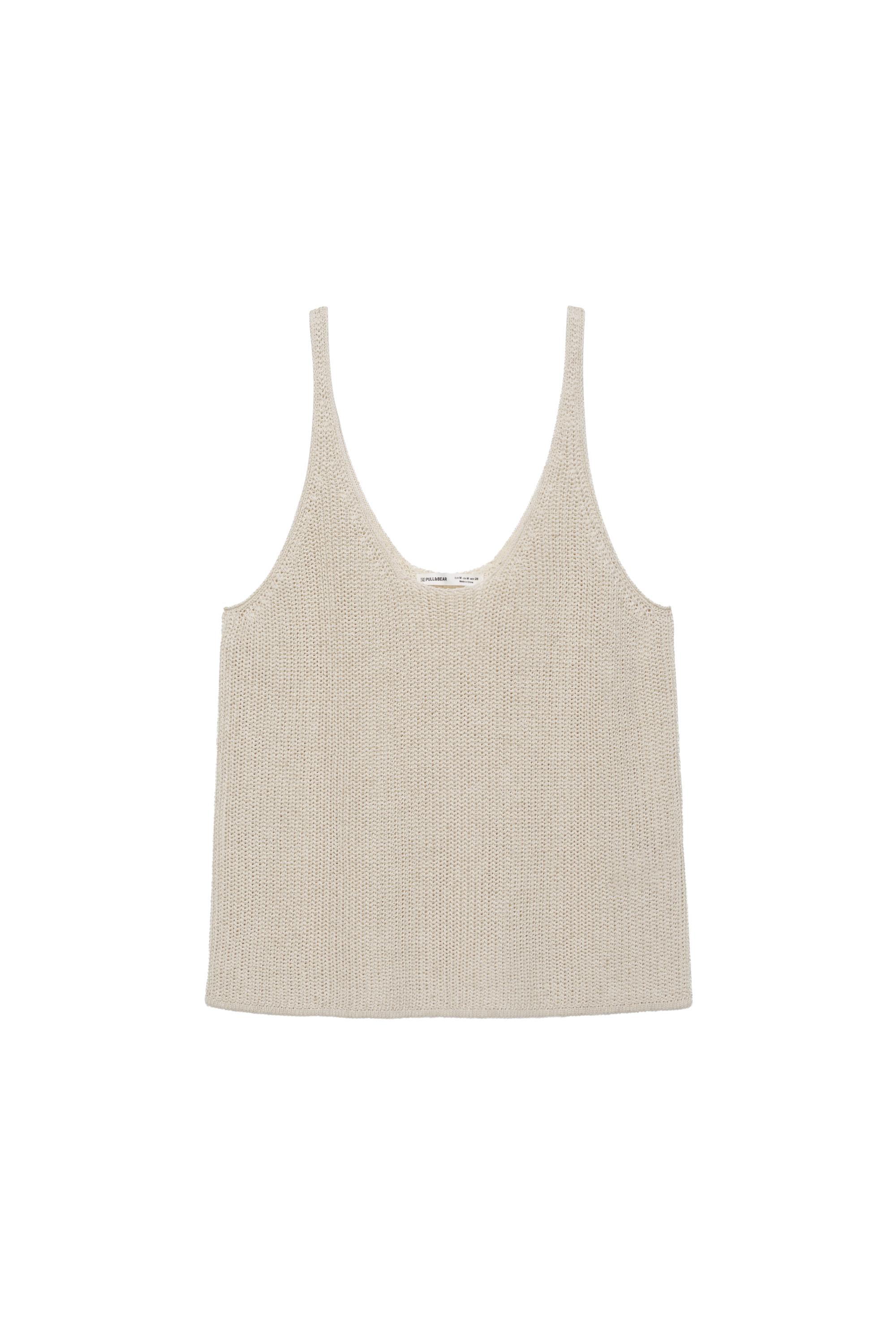 Purl knit strappy top