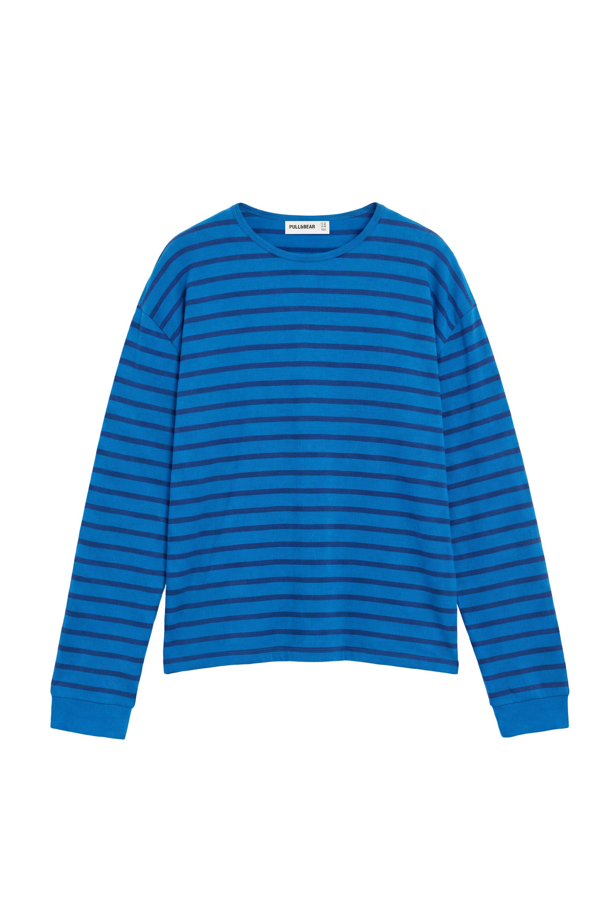 Pull&Bear Çizgili uzun kollu oversize tişört