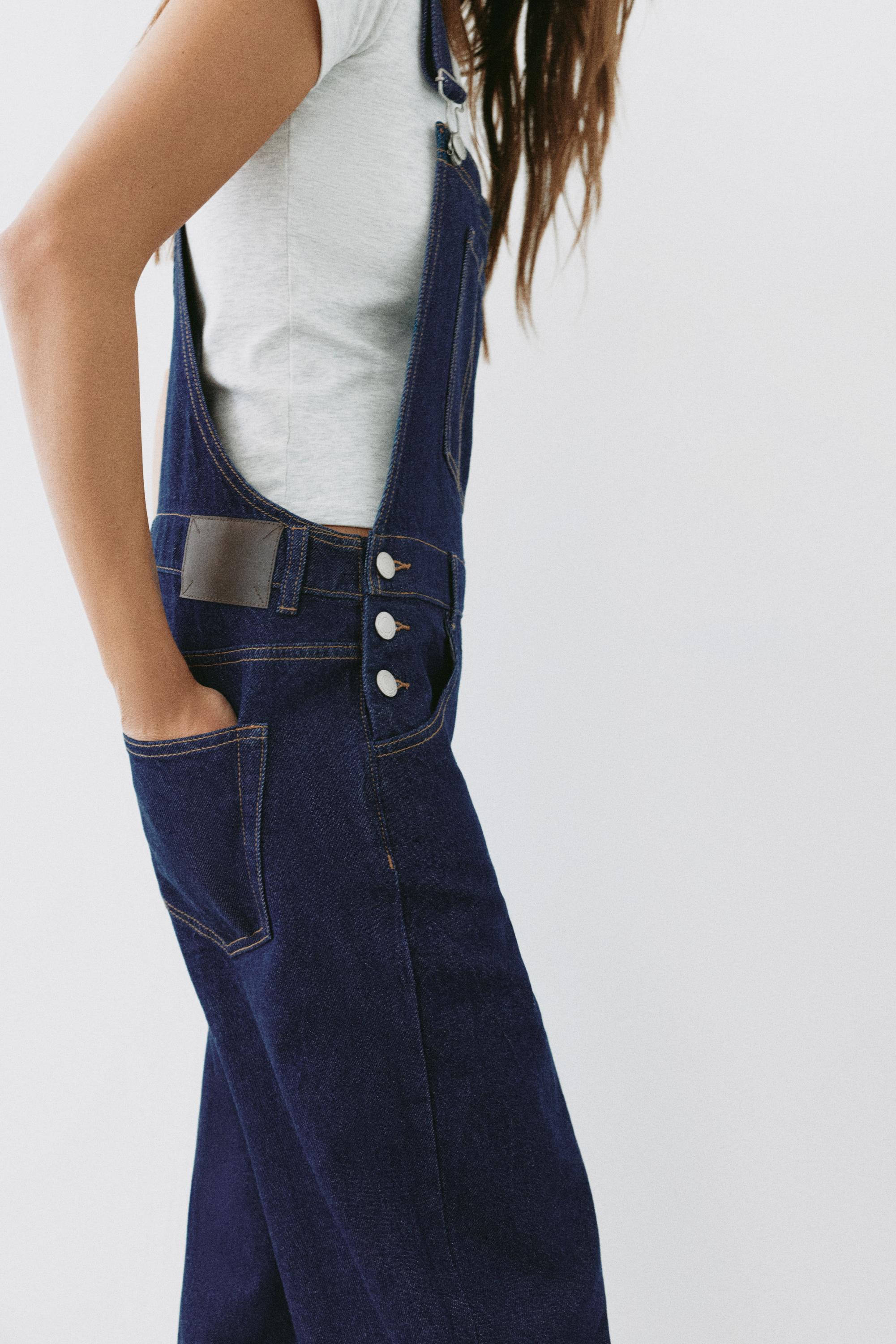 Long denim dungarees — Ink blue