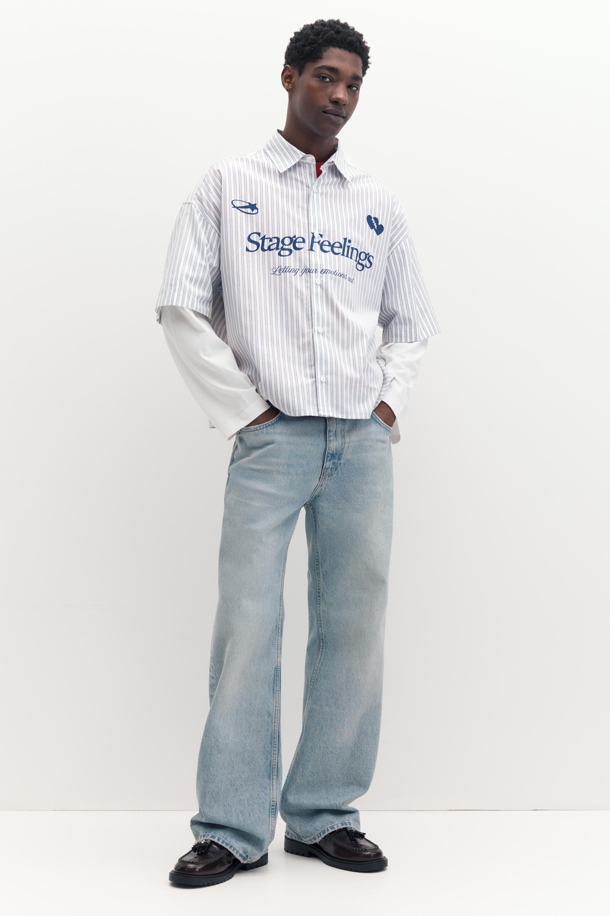 Çift kollu grafik detaylı gömlek - Görsel 7