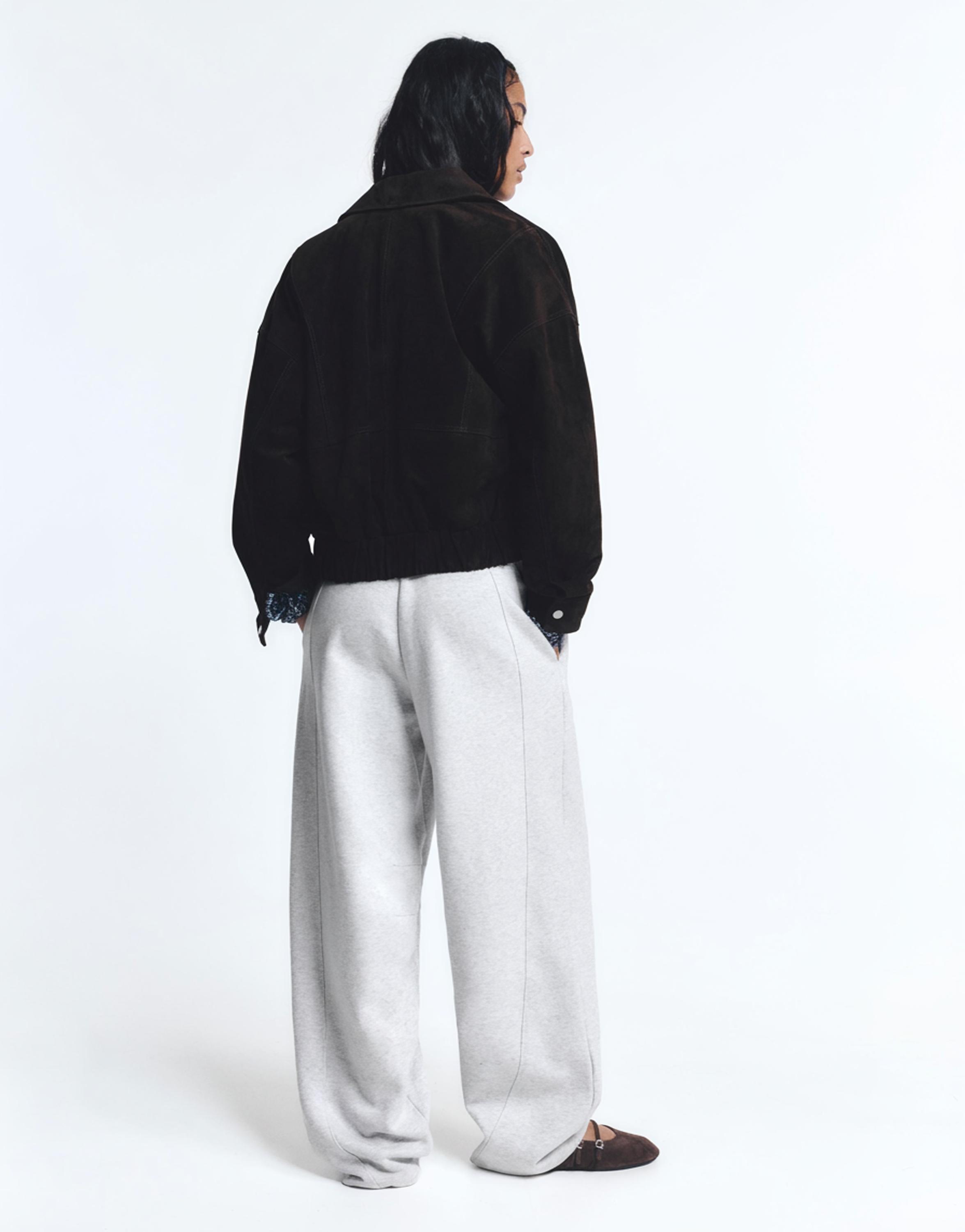 Barrel fit tracksuit trousers — Grey marl