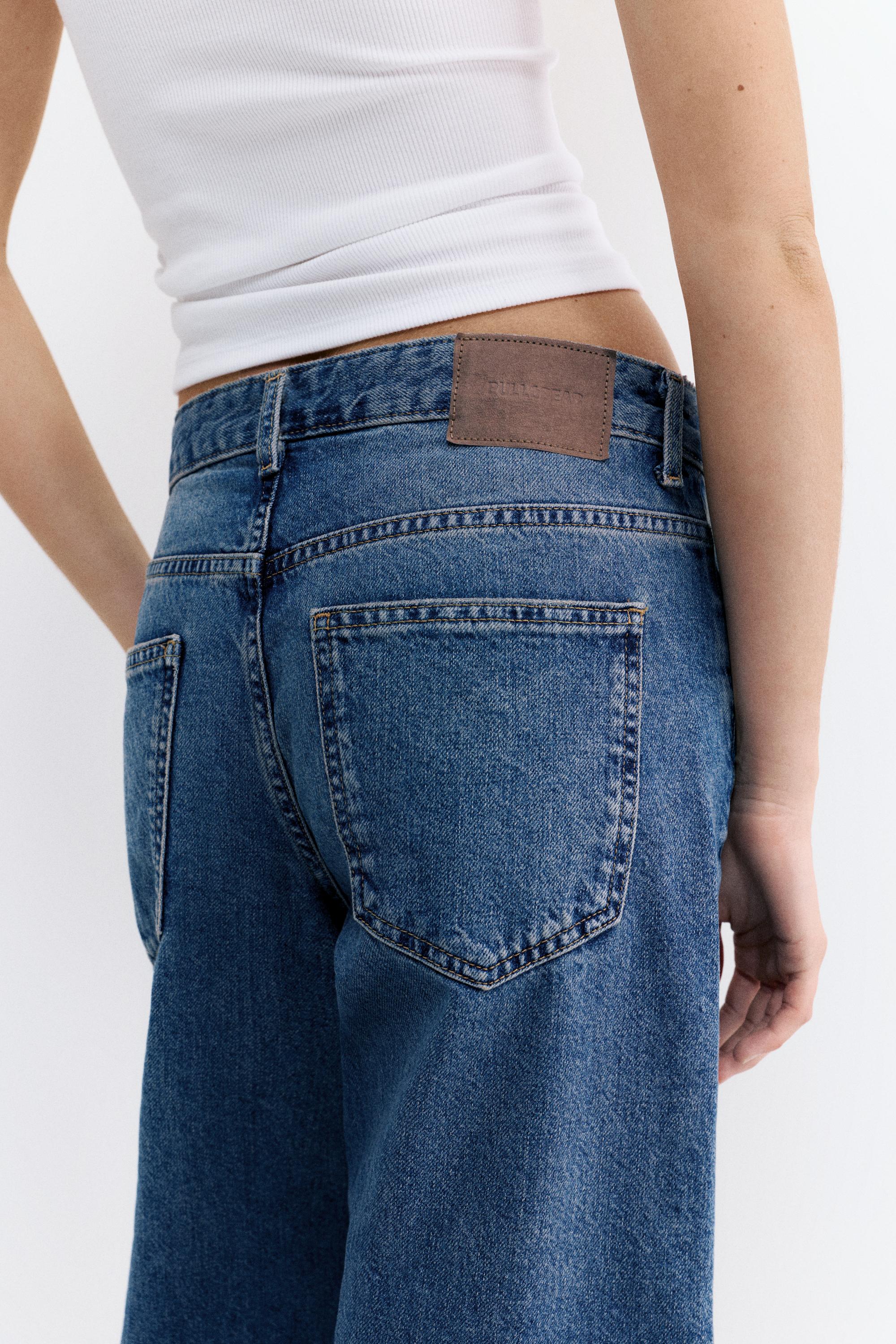 Low-rise barrel jeans — Medium blue