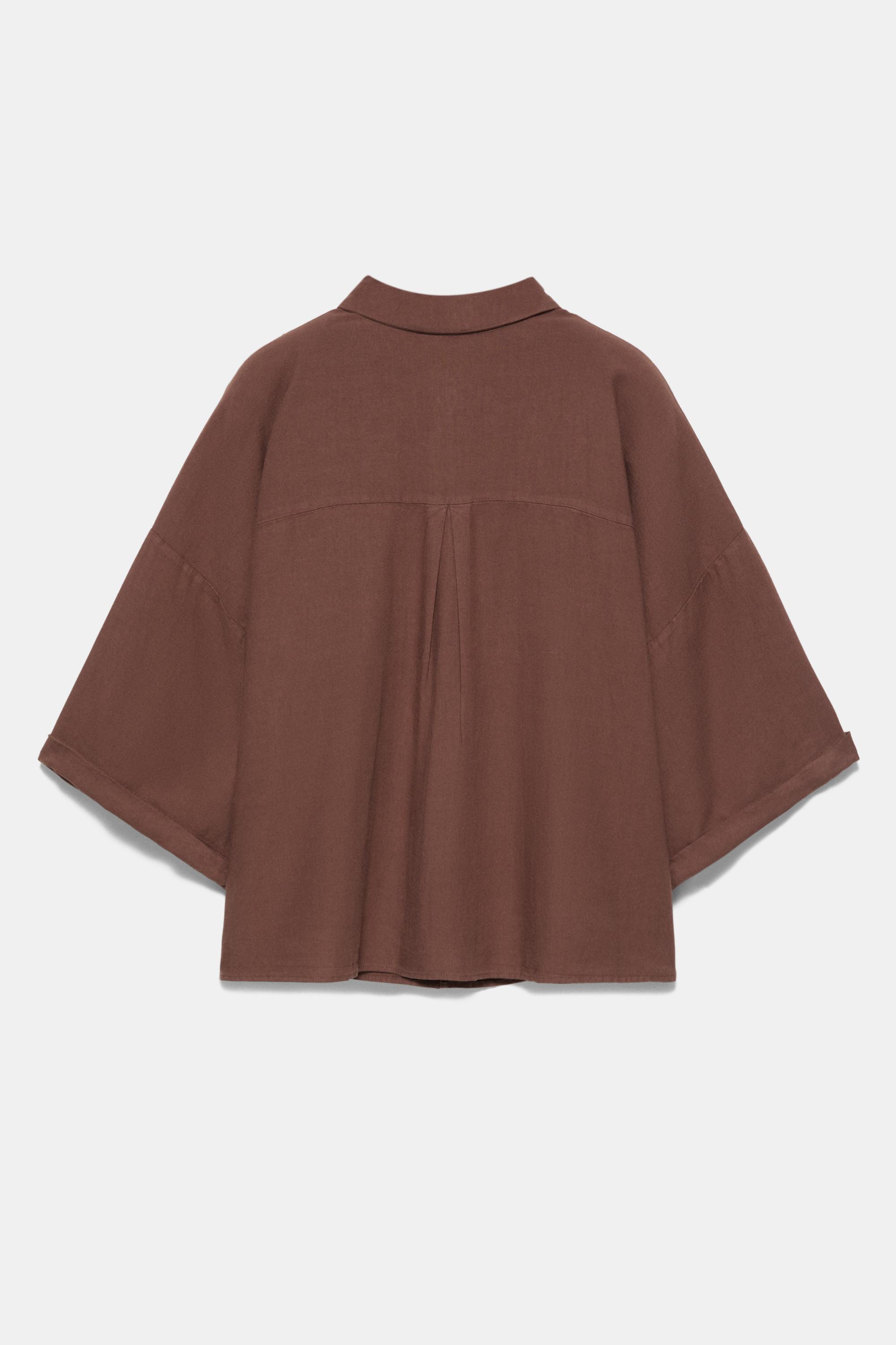 Linen blend shirt — Brown