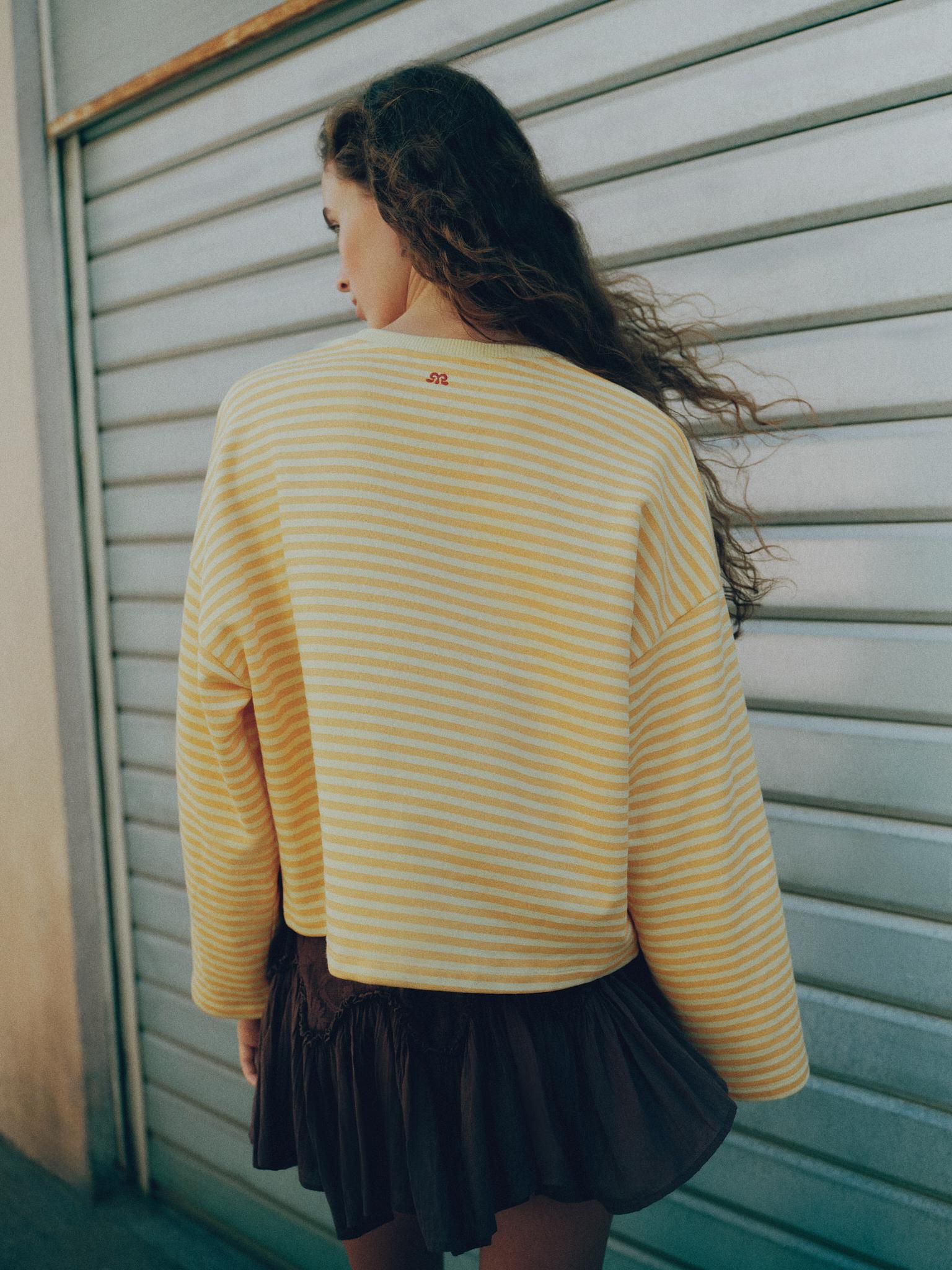 Oversized graphic striped sweatshirt — Yellow