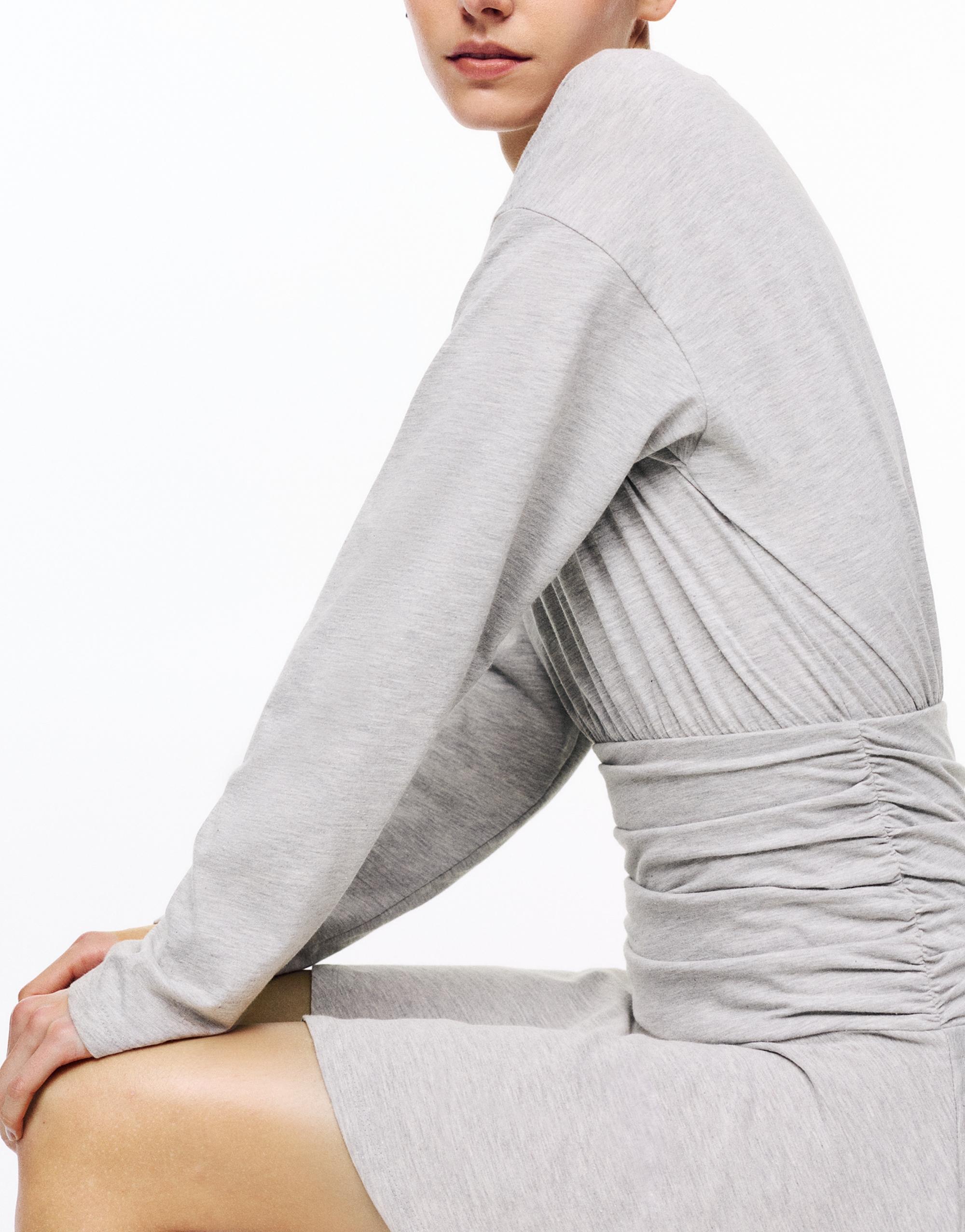 Short gathered dress — Grey marl
