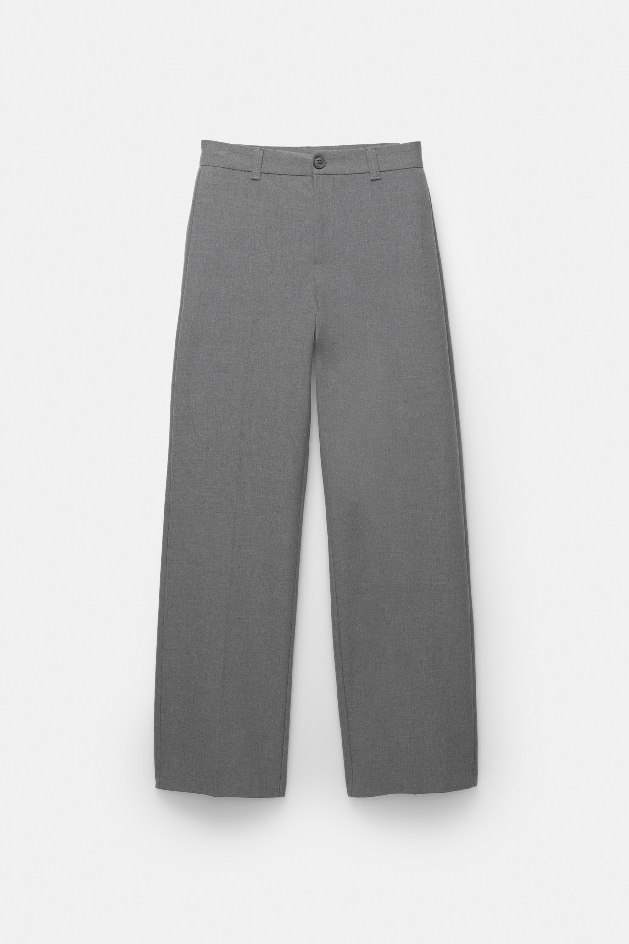 Smart high-waist straight-leg trousers — Grey