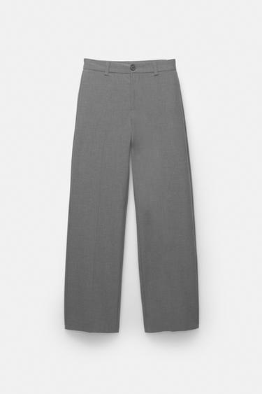 Smart high-waist straight-leg trousers — Grey 6